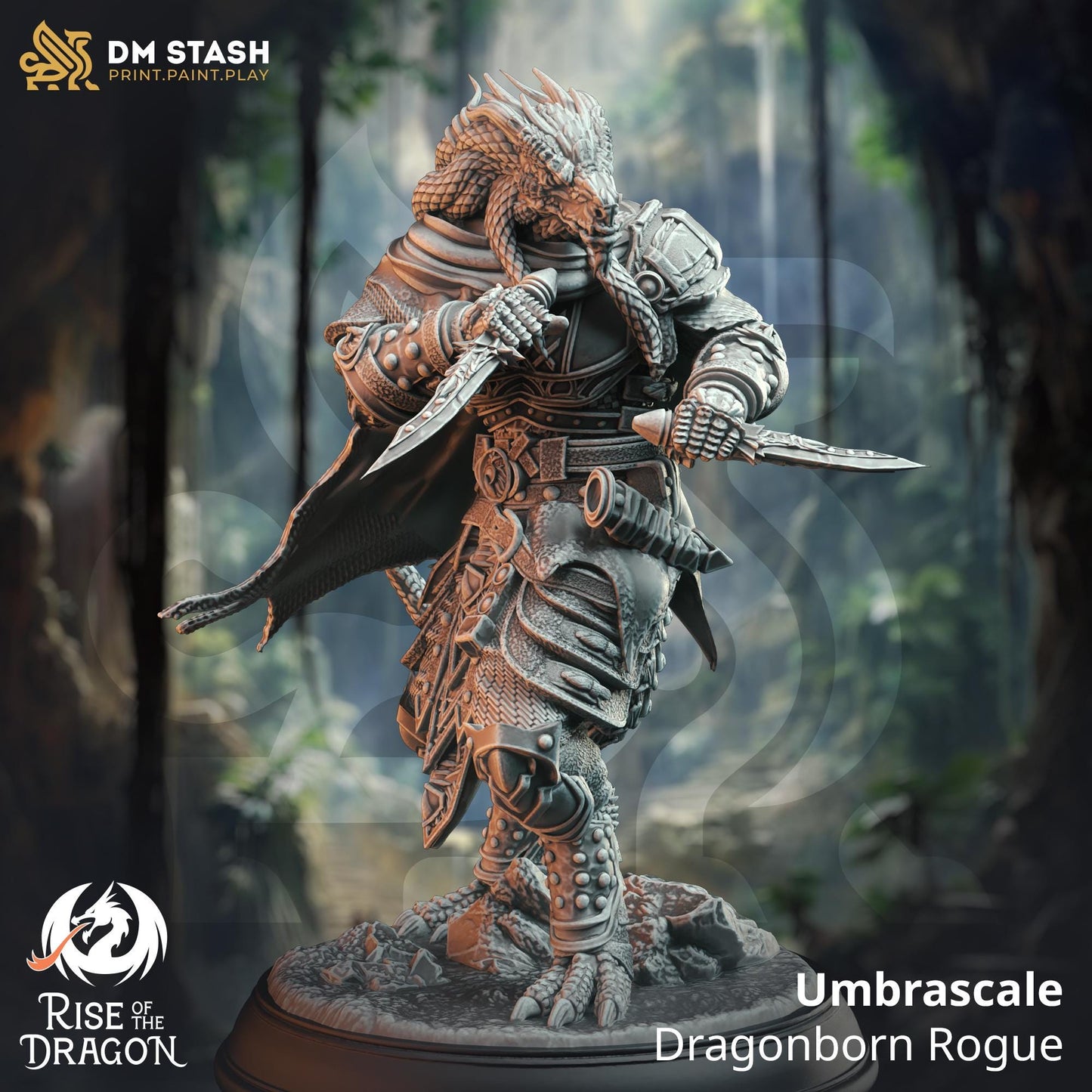 Dragonborn Assassin Rogue - Umbrascale (Medium) | DM Stash | Premium DnD Miniature High Quality Resin |DM Stash| Male Dragon Assassin