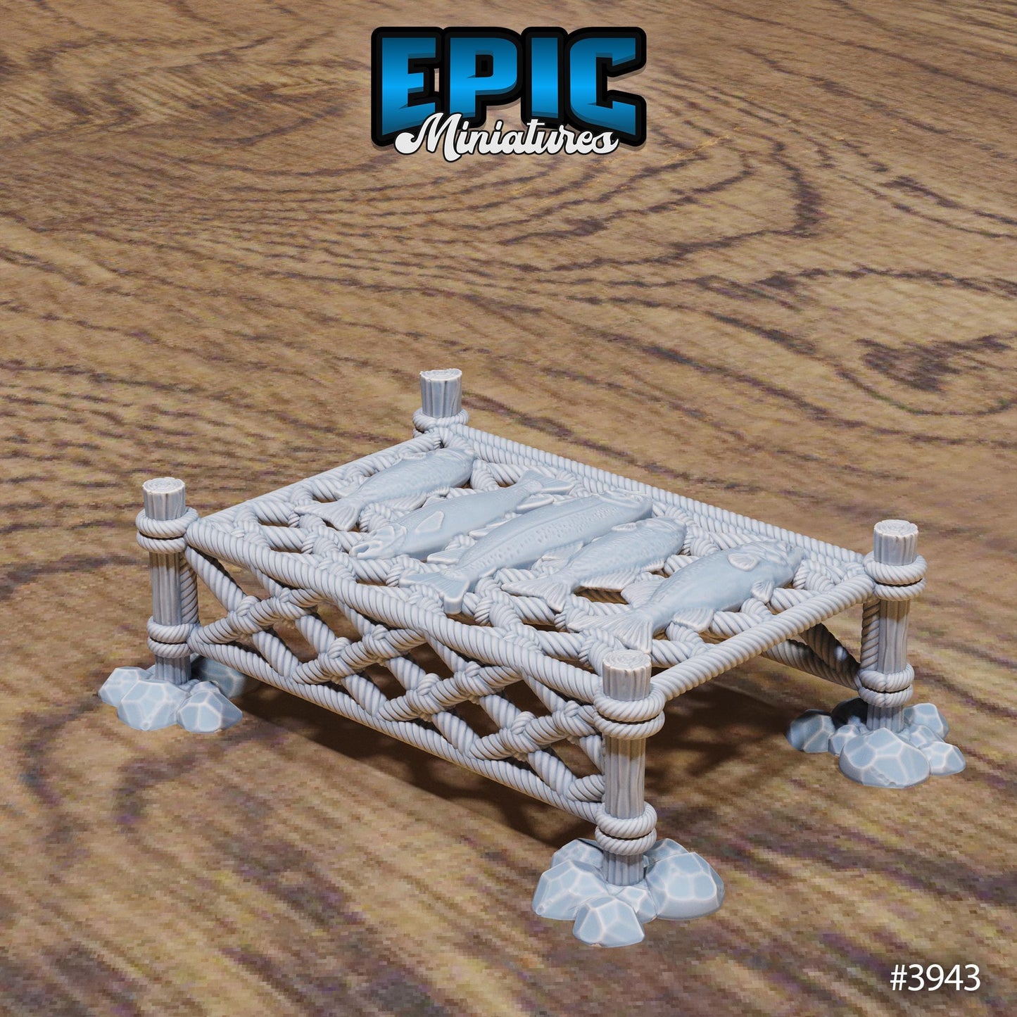 Harbor Merchant Stands | Premium DnD Miniatures High Quality Resin | Fantasy Scatter, Terrain Environment | Fish, Net, Docks, Hook, Trader