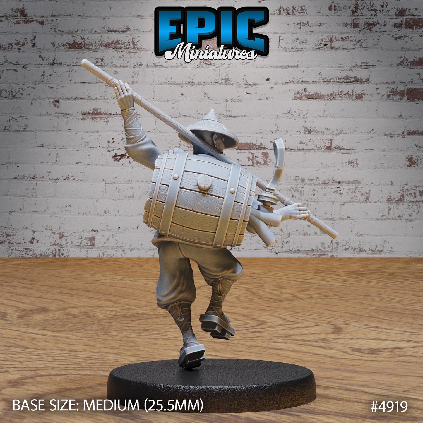Drunk Master (Medium) | Premium DnD Minis High Quality Resin | Monk, Kong Fu, Chinese, Asian, Japan, East Asia, Barrel, Ale, Stick, Monk
