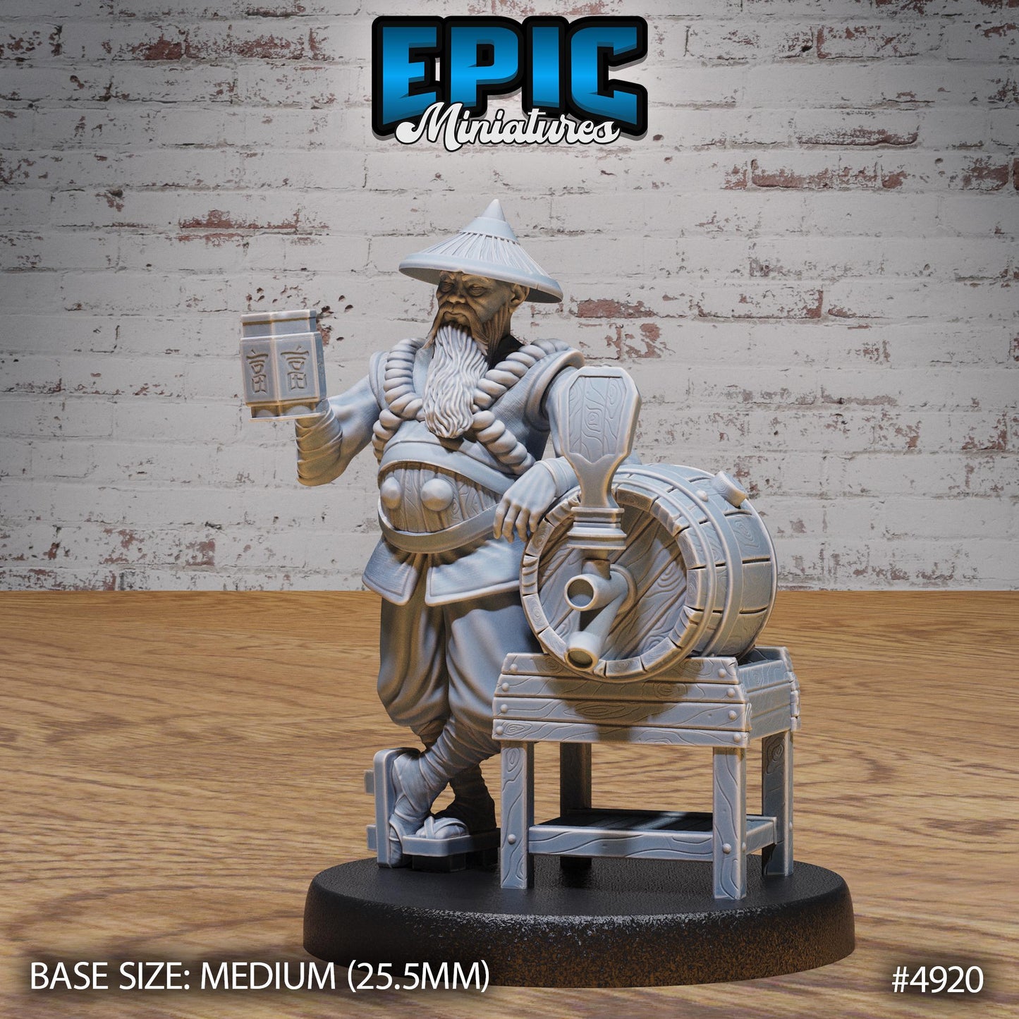 Drunk Master (Medium) | Premium DnD Minis High Quality Resin | Monk, Kong Fu, Chinese, Asian, Japan, East Asia, Barrel, Ale, Stick, Monk
