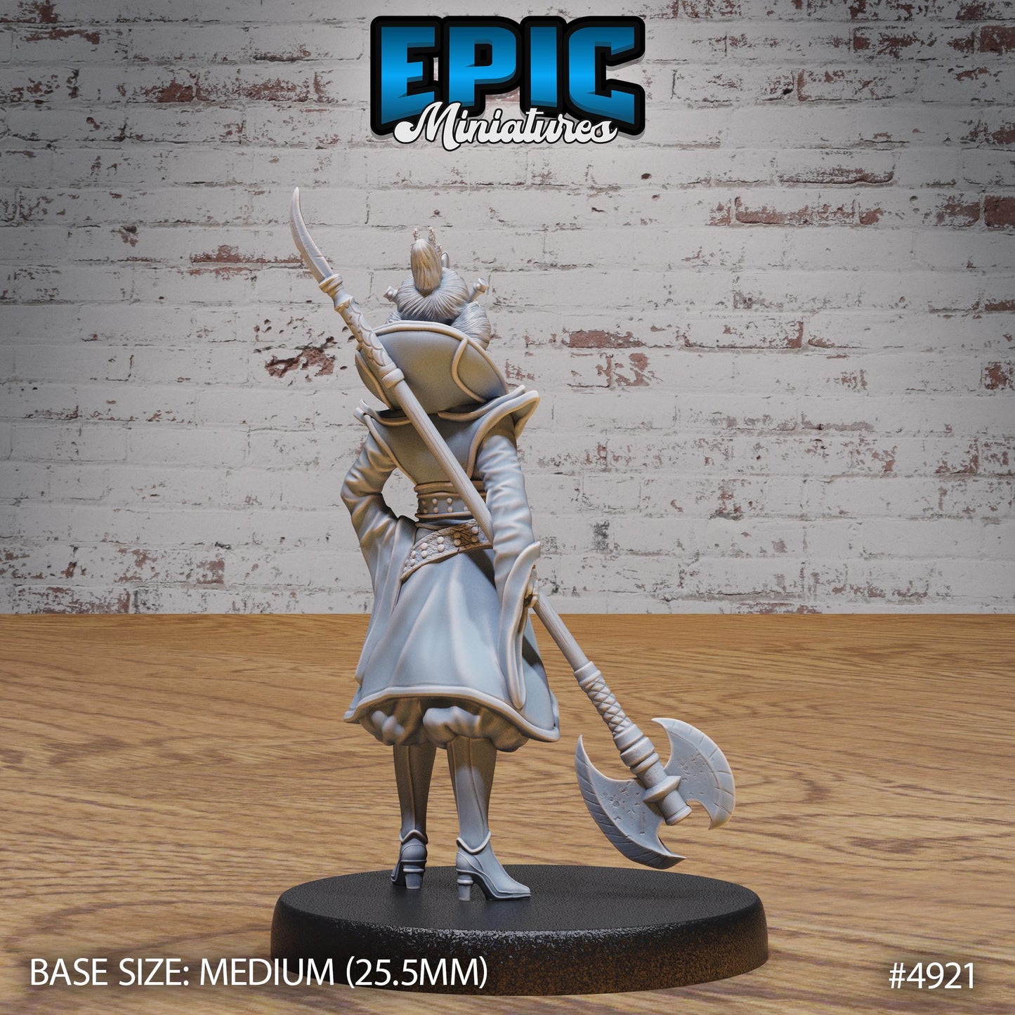 Warrior Empress (Medium) | Premium DnD Minis High Quality Resin | Female, Asian, Axe, Sword, Fighter, Japan, Japanese, Chinese, China, Hair