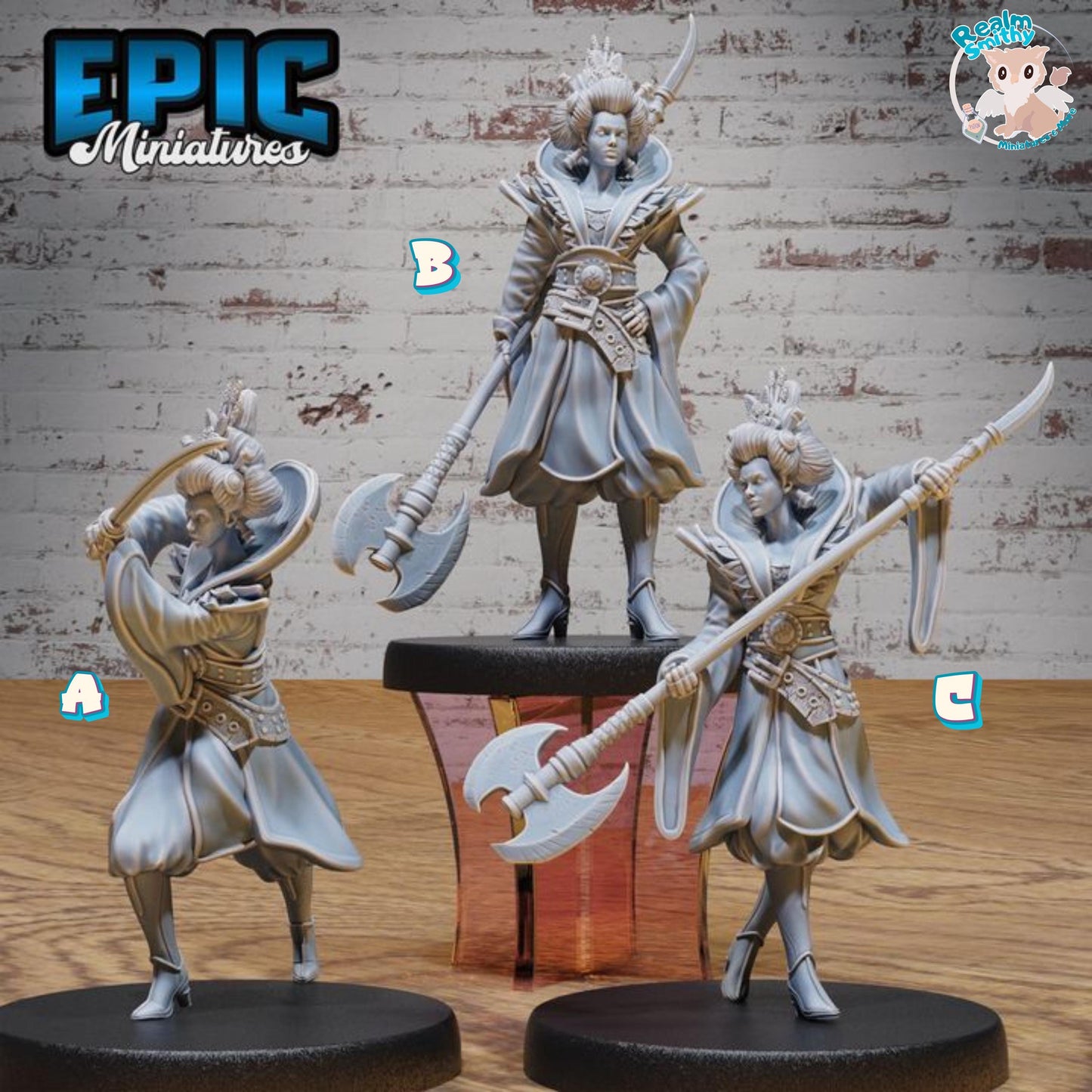 Warrior Empress (Medium) | Premium DnD Minis High Quality Resin | Female, Asian, Axe, Sword, Fighter, Japan, Japanese, Chinese, China, Hair
