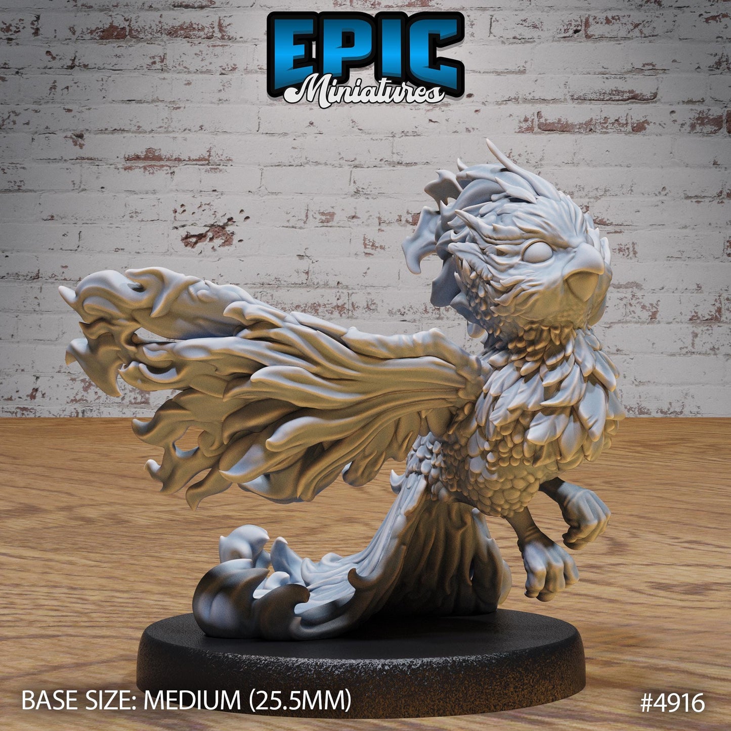 Phoenix Hatchling (Medium) | Premium DnD Minis High Quality Resin | Baby, Wyrmling, Toddler, Cute, Adorable, Beast, Fire Monster, Creature