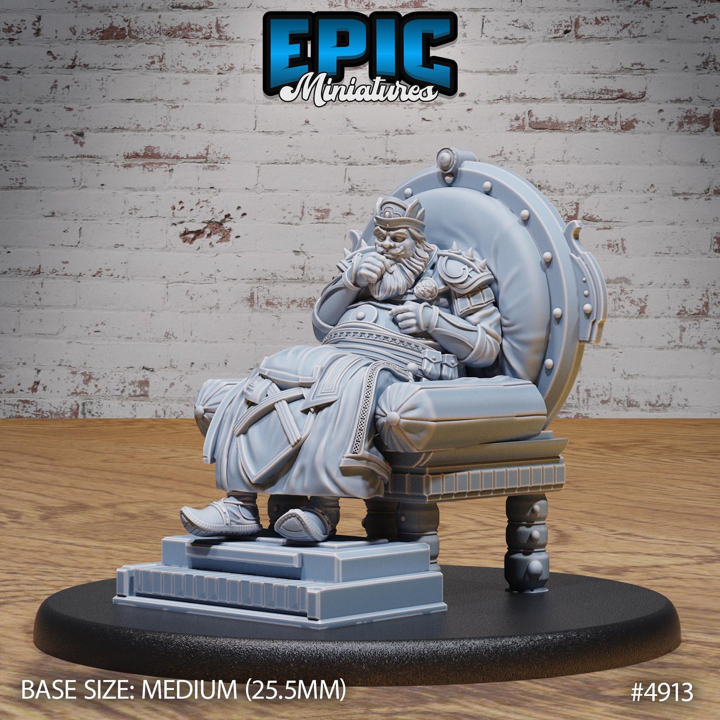 False Emperor (Medium) | Premium DnD Minis High Quality Resin | Male, King, Fat, Throne, Eating, Pig, Belly, Magic, Kick, Kingdom, Royal