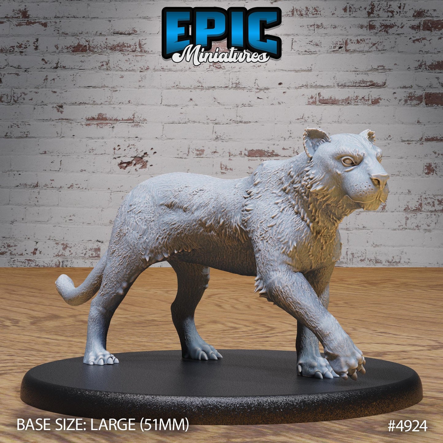 Tiger (Large) | Premium DnD Miniatures | High Quality Resin | Druid, Lion, Shapeshifter, Beast, Panther, Cheetah, Jaguar, Creature, Big Cat