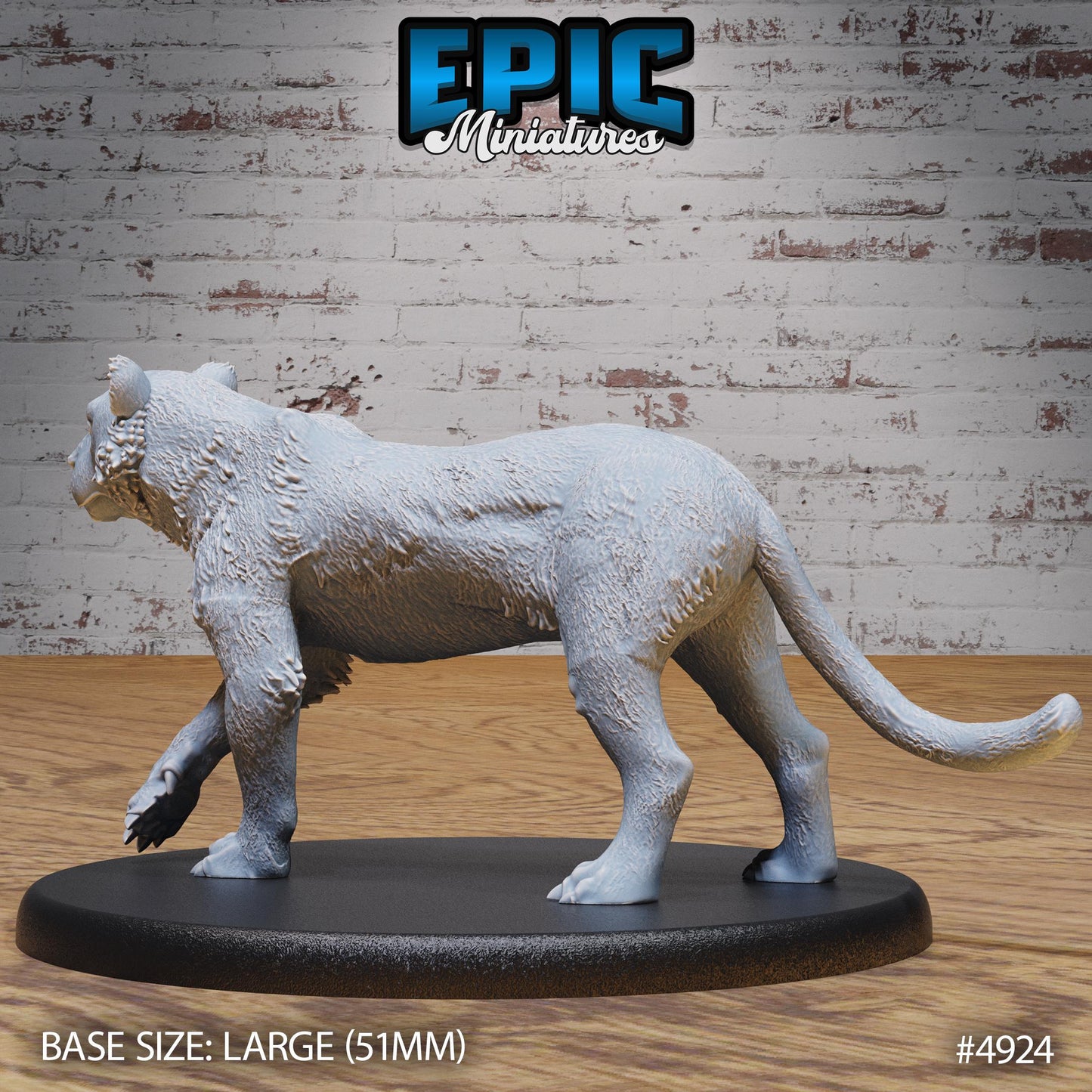 Tiger (Large) | Premium DnD Miniatures | High Quality Resin | Druid, Lion, Shapeshifter, Beast, Panther, Cheetah, Jaguar, Creature, Big Cat