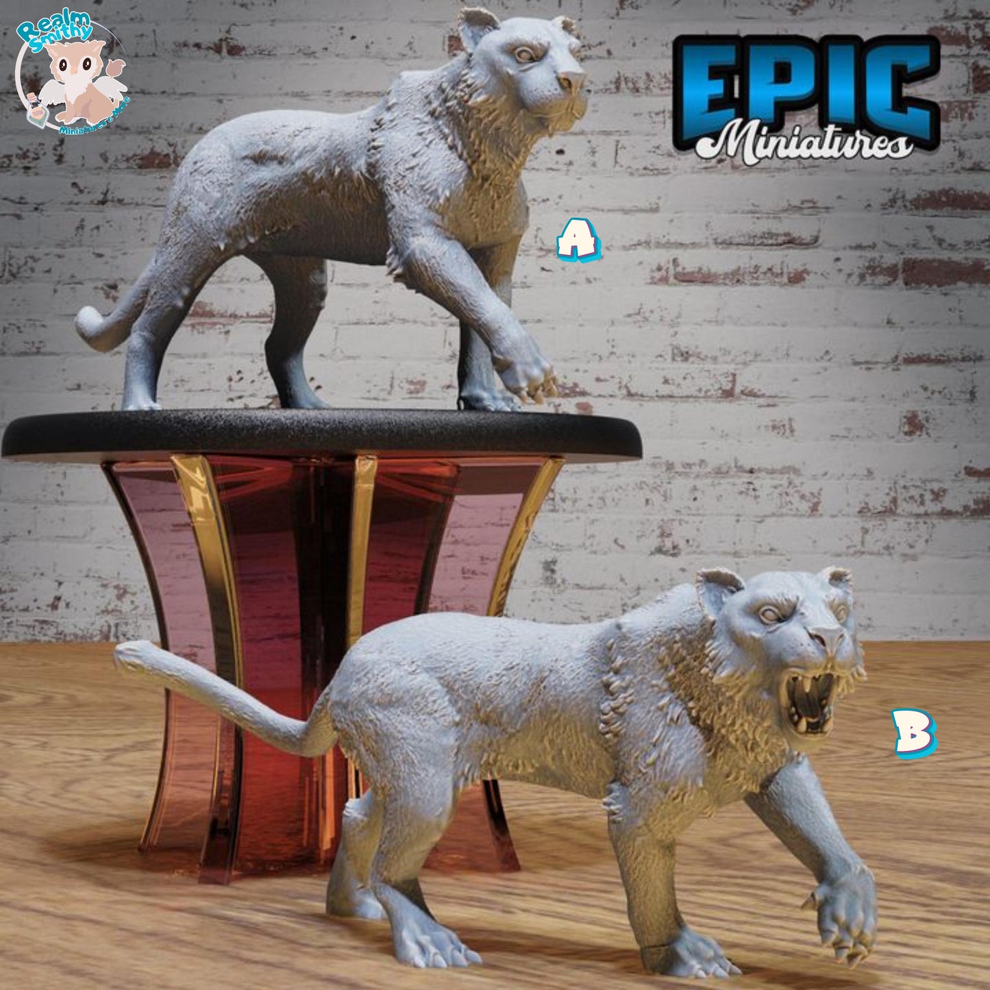 Tiger (Large) | Premium DnD Miniatures | High Quality Resin | Druid, Lion, Shapeshifter, Beast, Panther, Cheetah, Jaguar, Creature, Big Cat