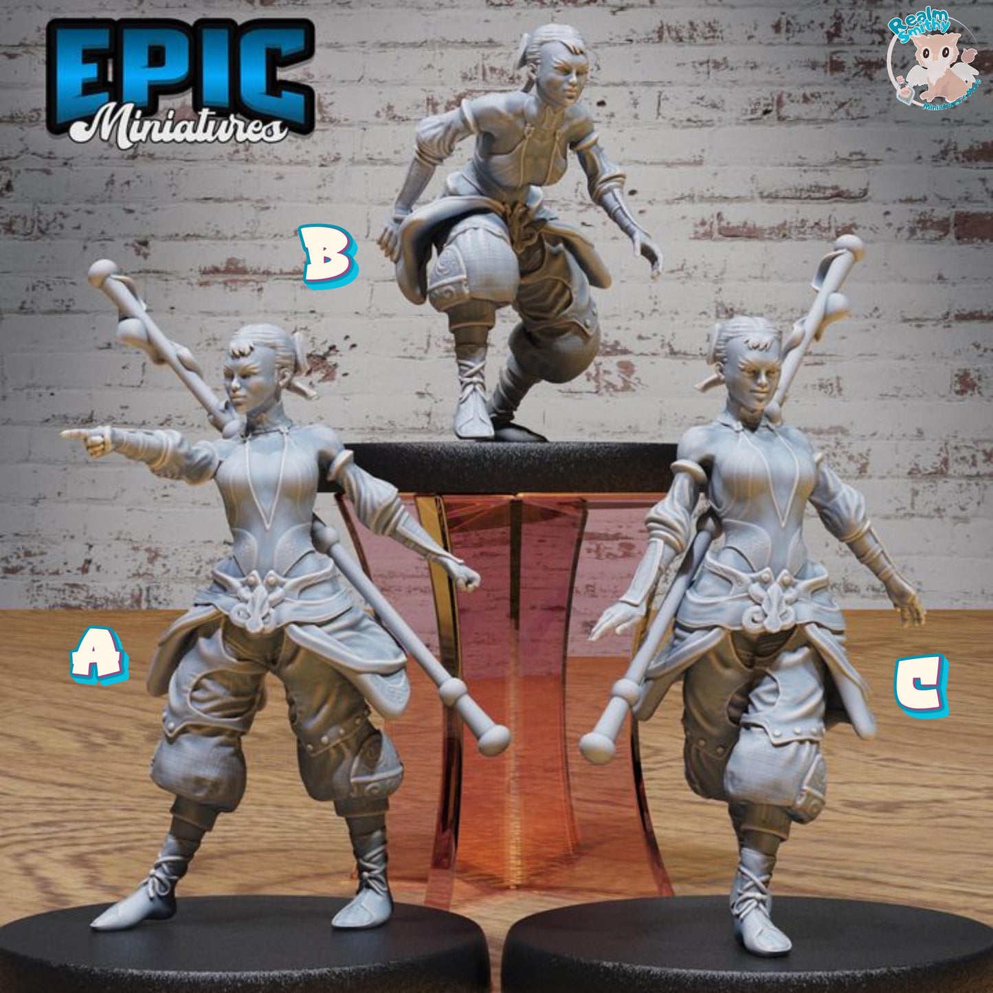 Monk Adventurer Female (Medium) | Premium DnD Minis High Quality Resin | Japanese, East Asia, Asian, Woman, Fighter, Kung Fu, Martial Arts
