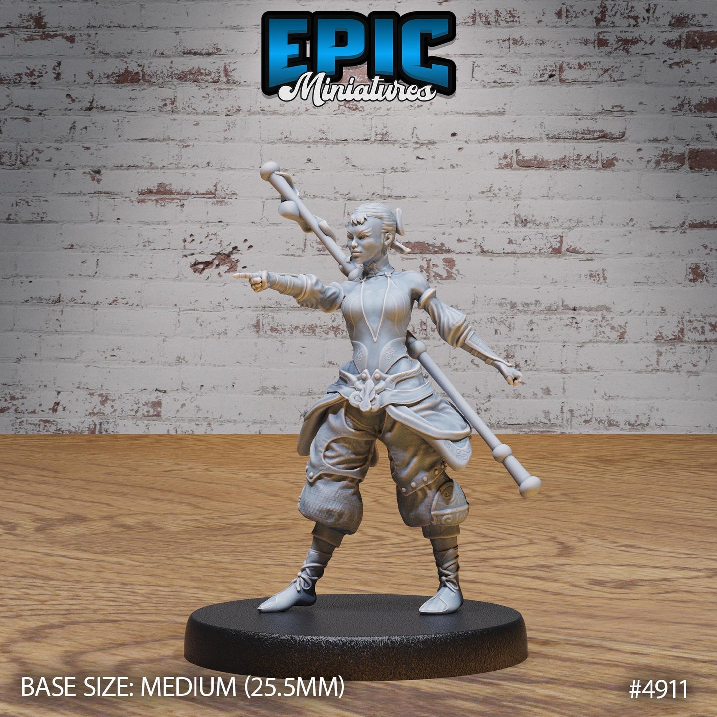 Monk Adventurer Female (Medium) | Premium DnD Minis High Quality Resin | Japanese, East Asia, Asian, Woman, Fighter, Kung Fu, Martial Arts