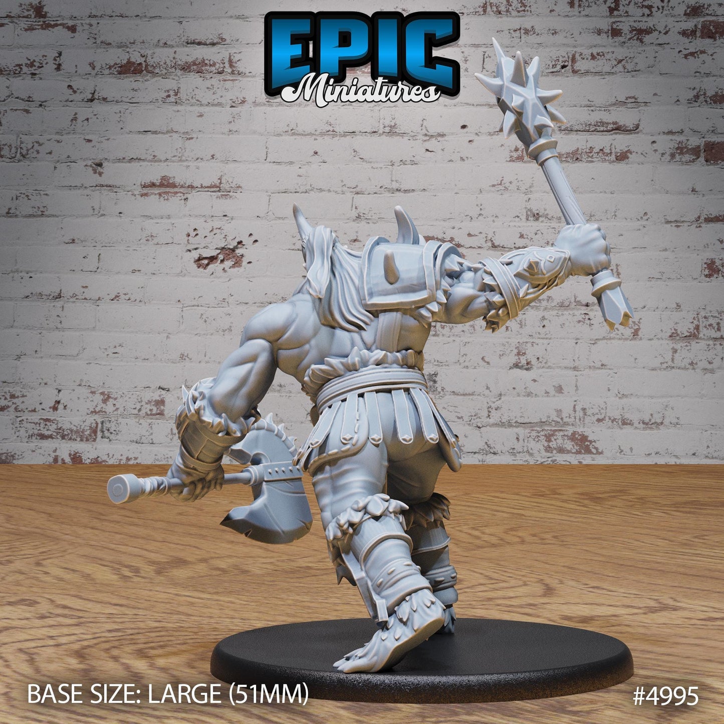 Ogrillon (Large) | Premium DnD Miniatures | High Quality Resin | Ogre, Orc, Barbarian, Half-Orc, Fighter, Axe, Male, Big, Mohawk, Mace, Horn