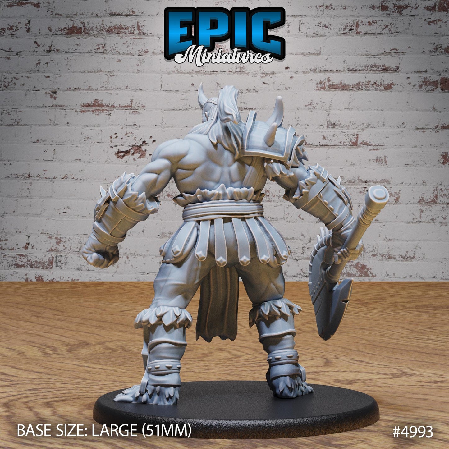 Ogrillon (Large) | Premium DnD Miniatures | High Quality Resin | Ogre, Orc, Barbarian, Half-Orc, Fighter, Axe, Male, Big, Mohawk, Mace, Horn