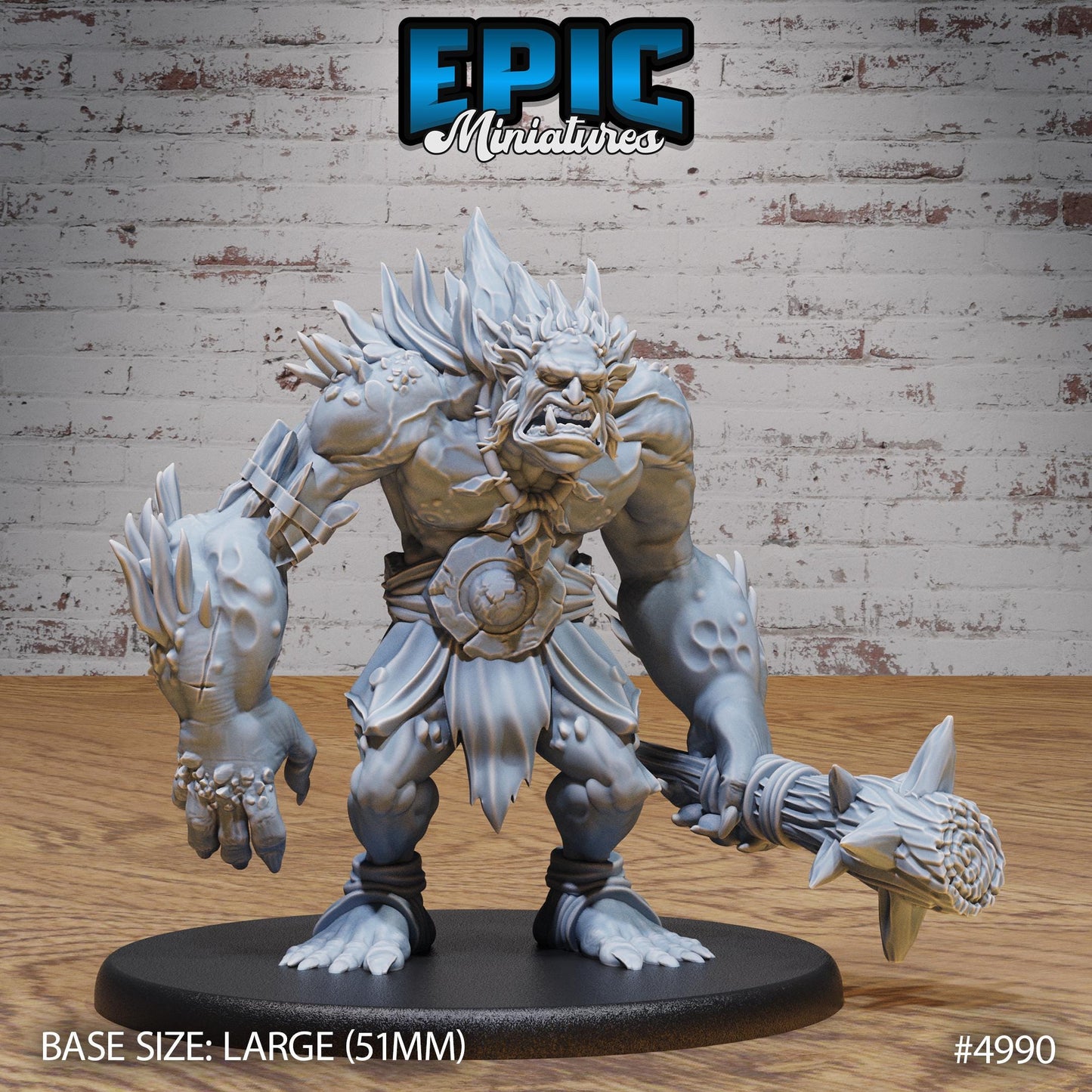 Savage Troll (Large) | Premium DnD Miniatures | High Quality Resin | Orc, Giant, Goblin, Trolls, Wooden Stick, Angry, Rock, Smash, Giant