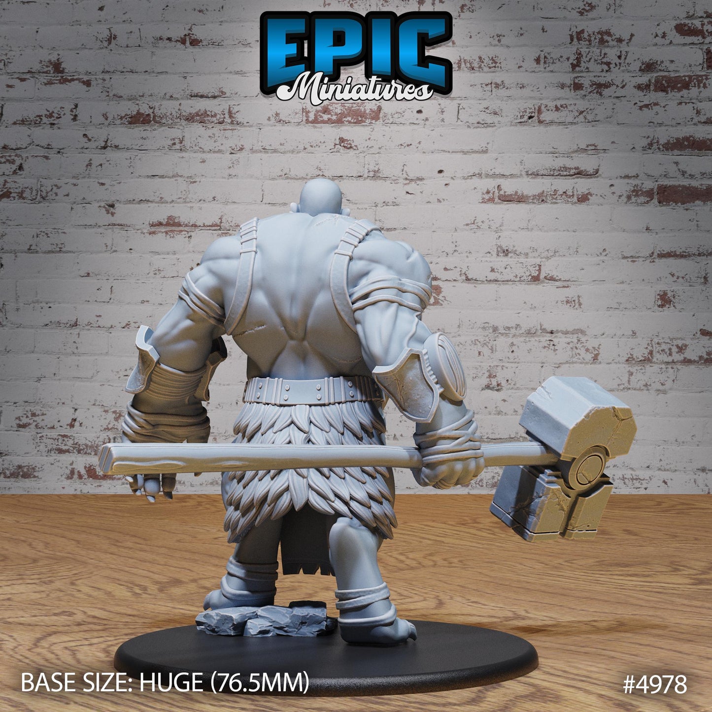 Hill Giant Smasher (Huge) | Premium DnD Minis High Quality Resin | D&D RPG | Big, Fat, Beard, Stomp, Troll, Hammer, Bald