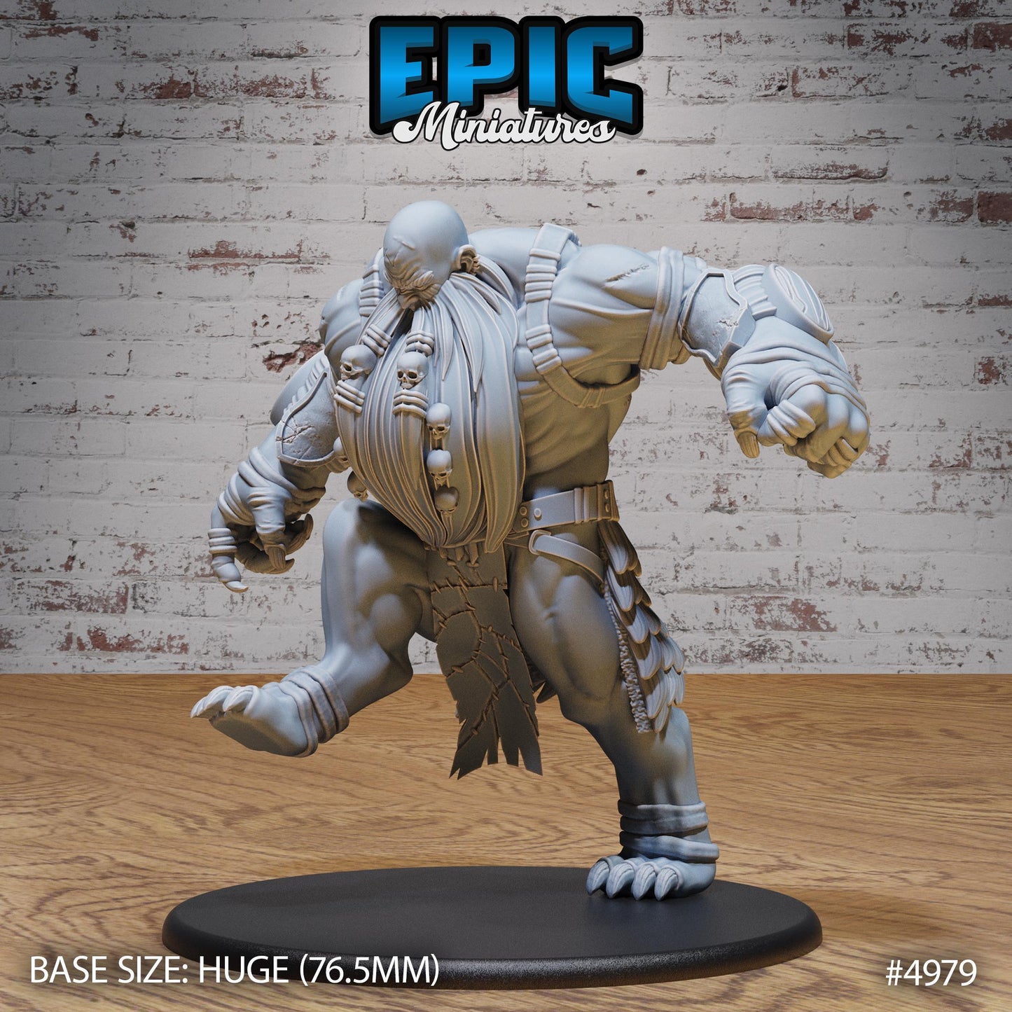Hill Giant Smasher (Huge) | Premium DnD Minis High Quality Resin | D&D RPG | Big, Fat, Beard, Stomp, Troll, Hammer, Bald