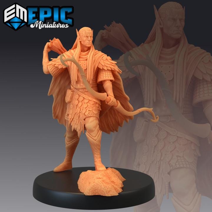 Fey Elf Summer Set / Male Forest Warrior / Fairy Elvish Tribe |Premium DnD Minis with High Quality Resin| Fantasy Elf Fighter, Druid, Ranger