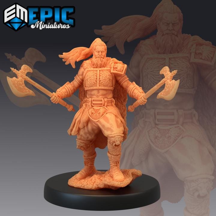 Legendary Warrior Set / Viking Fighter / Human Barbarian | Premium DnD Minis with High Quality Resin | Knight, Warriors, Axes, Blades