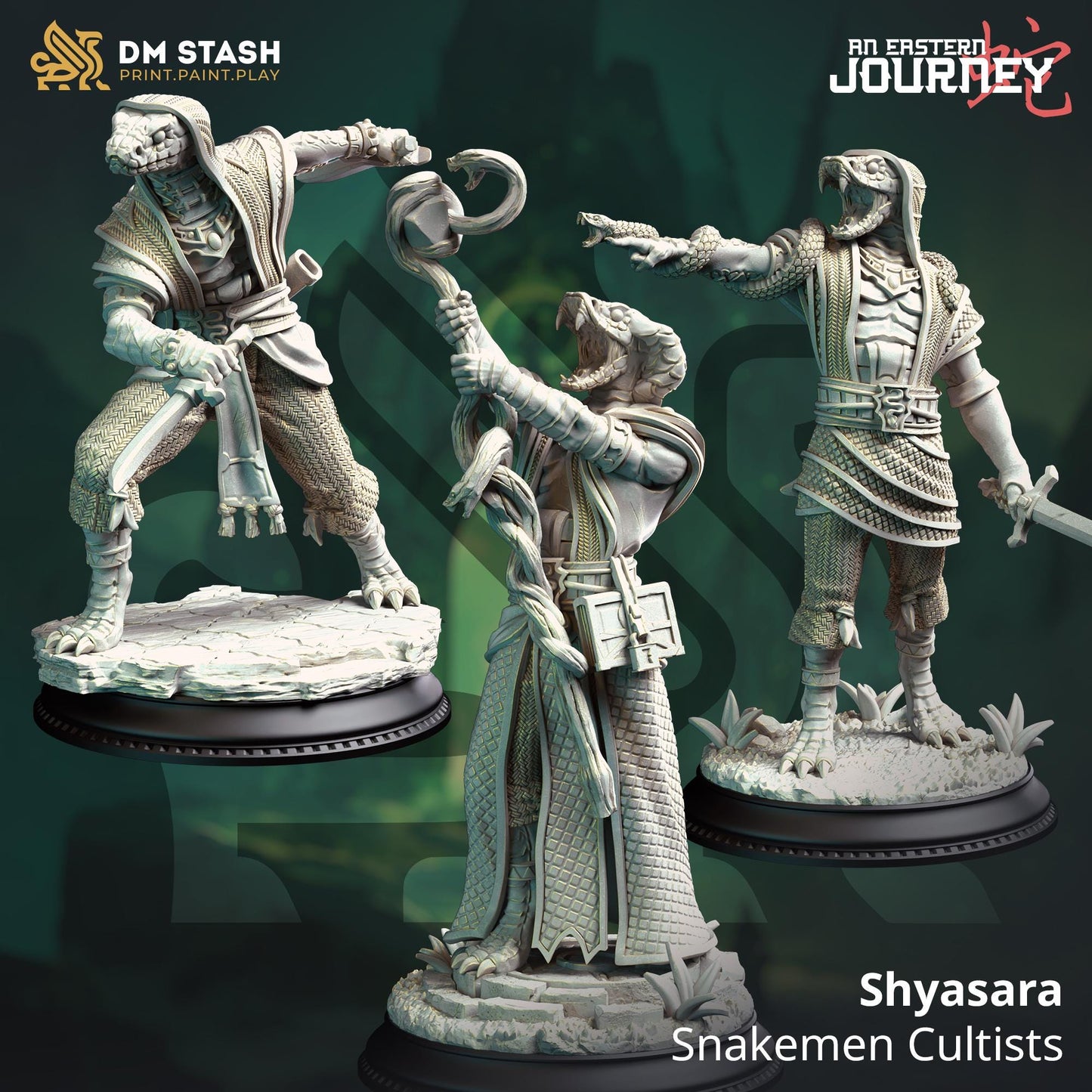 Shyasara - Snakemen Cultists (Medium) |DM Stash| 32mm Scale | Premium DnD Miniature High Quality Resin | Yuan-ti, Cultist, Sorcerer, Serpent