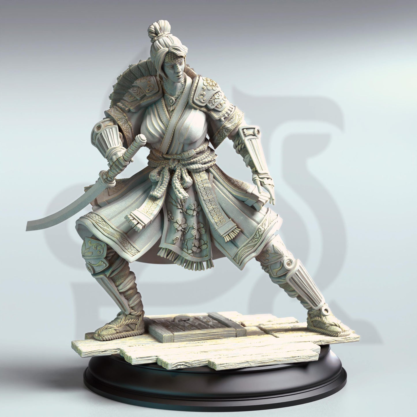 Yushin - Serpentfolk Vyanari Assassin (2V)(Medium) |DM Stash| 32mm Scale | Premium DnD Miniature High Quality Resin | Rogue, Hat, Katana