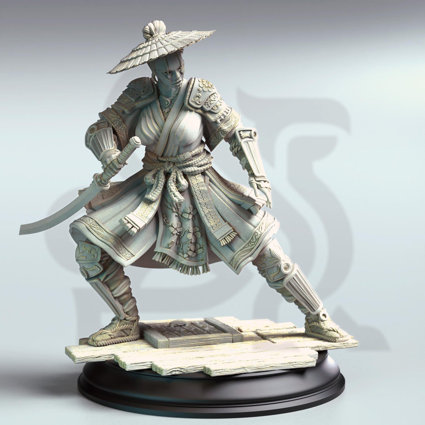 Yushin - Serpentfolk Vyanari Assassin (2V)(Medium) |DM Stash| 32mm Scale | Premium DnD Miniature High Quality Resin | Rogue, Hat, Katana