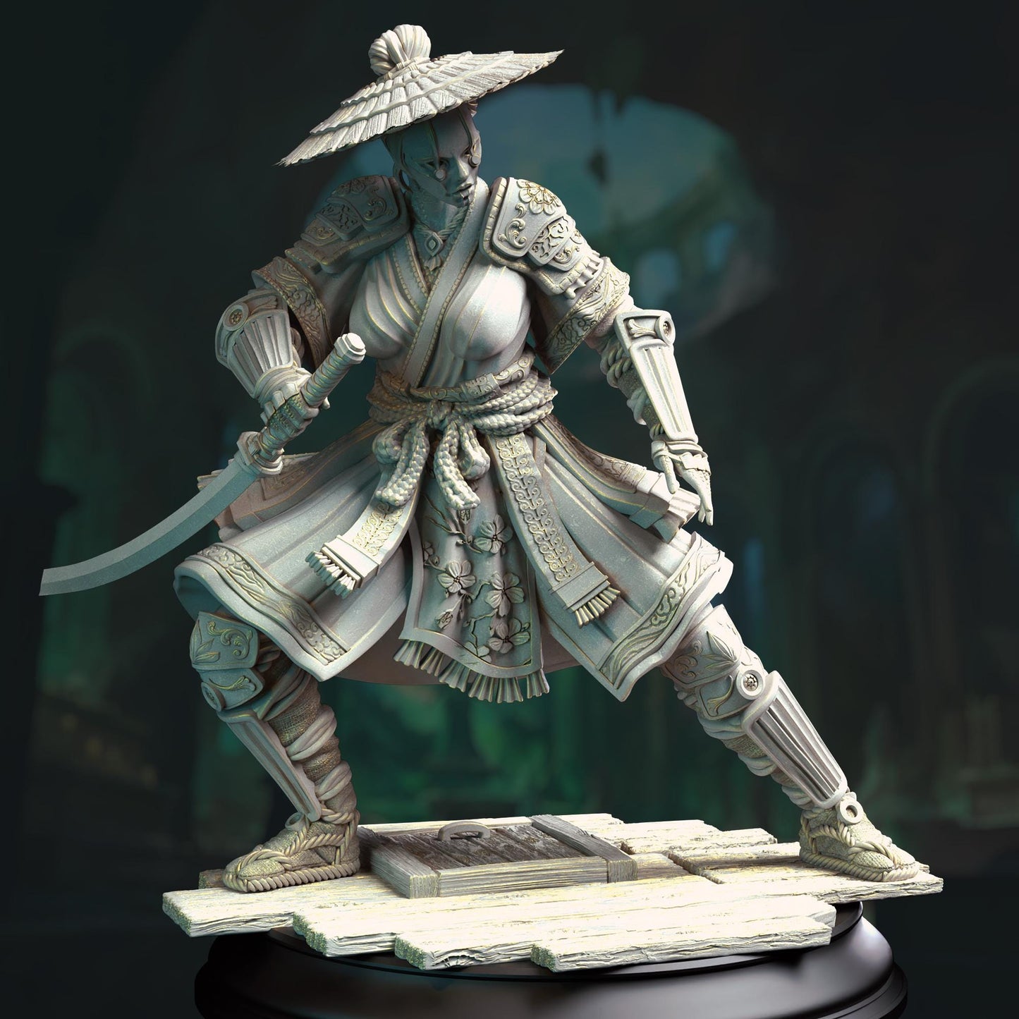 Yushin - Serpentfolk Vyanari Assassin (2V)(Medium) |DM Stash| 32mm Scale | Premium DnD Miniature High Quality Resin | Rogue, Hat, Katana