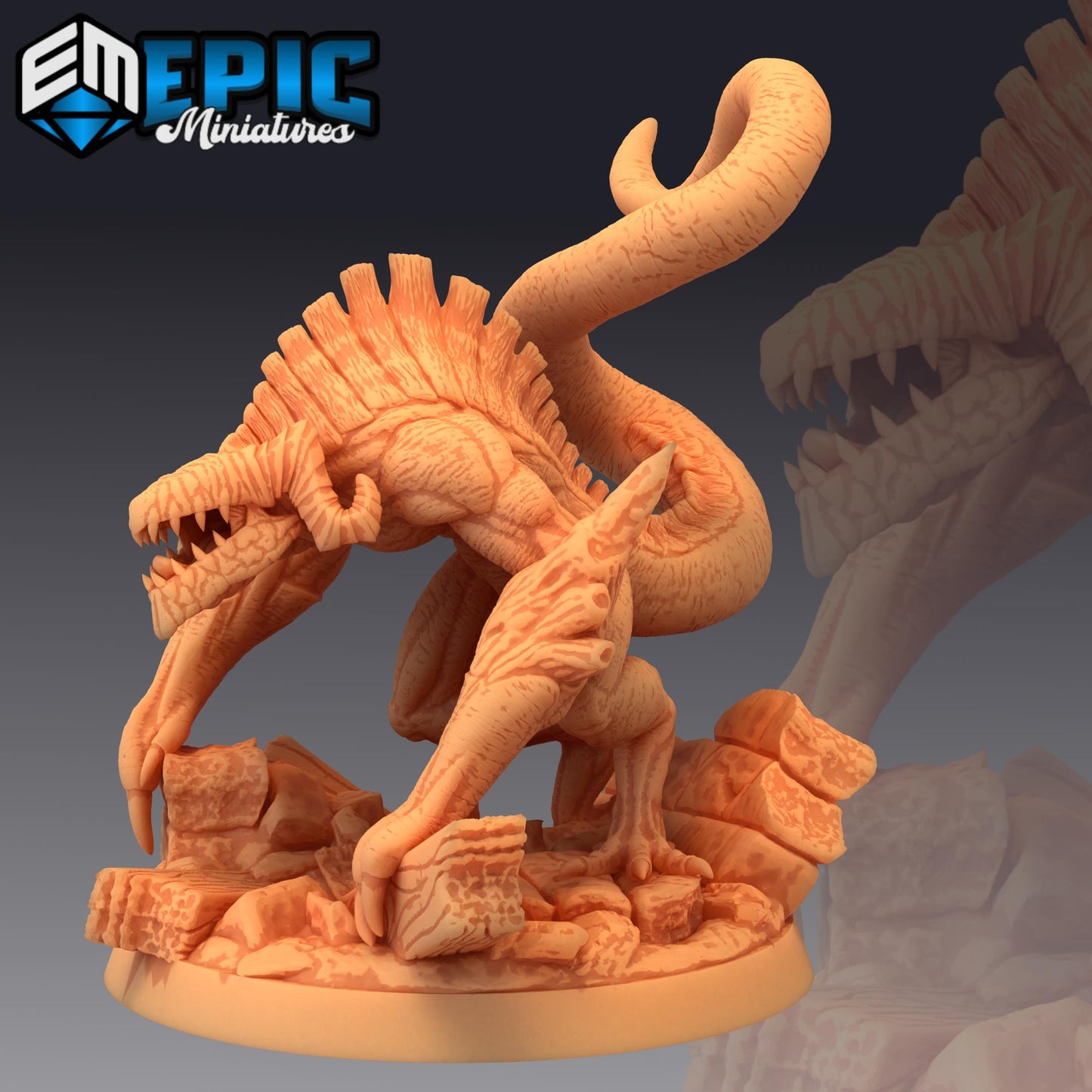Cave Beast (Large) | #051 - Dwarven Mines | EPIC 28mm | Monster, Beats, Creature, Lizard, Tail, Underdark, Mines, Attack