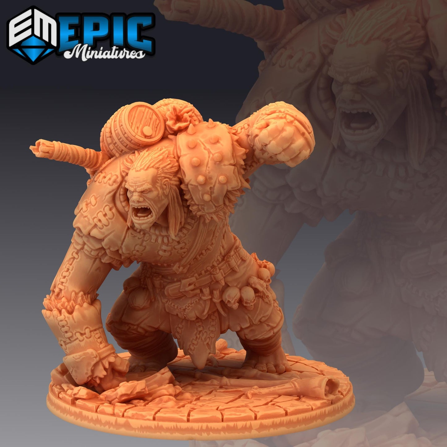 Hill Giant (Huge) | #051 - Dwarven Mines | EPIC 28mm | Beast, Ogre, Big, Mutant, Hammer, Smash, Attack, Enemy, Beast, Enemy