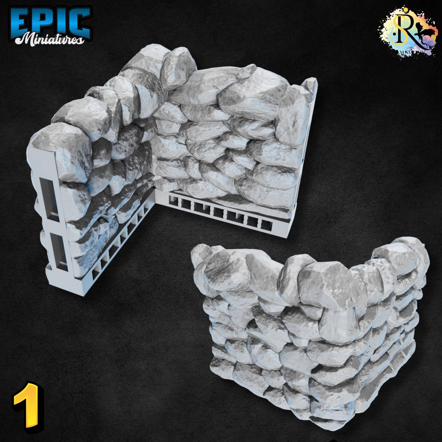 Modular Rocks | #051 - Dwarven Mines | EPIC 28mm | Terrain, Environment, Scatter, Walls, Stones, Openlock, Interlocking