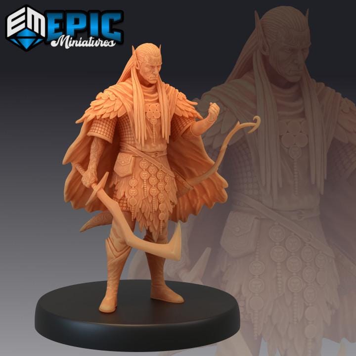 Fey Elf Summer Set / Male Forest Warrior / Fairy Elvish Tribe |Premium DnD Minis with High Quality Resin| Fantasy Elf Fighter, Druid, Ranger