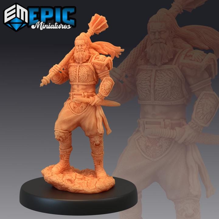 Legendary Warrior Set / Viking Fighter / Human Barbarian | Premium DnD Minis with High Quality Resin | Knight, Warriors, Axes, Blades