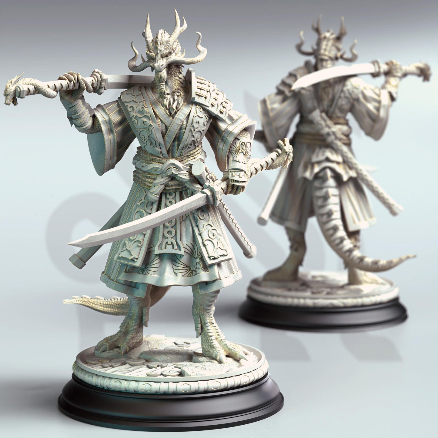 Ryuma - Eastern Dragonborn Samurai (Medium) | DM Stash | 32mm Scale | Premium DnD Miniature High Quality Resin