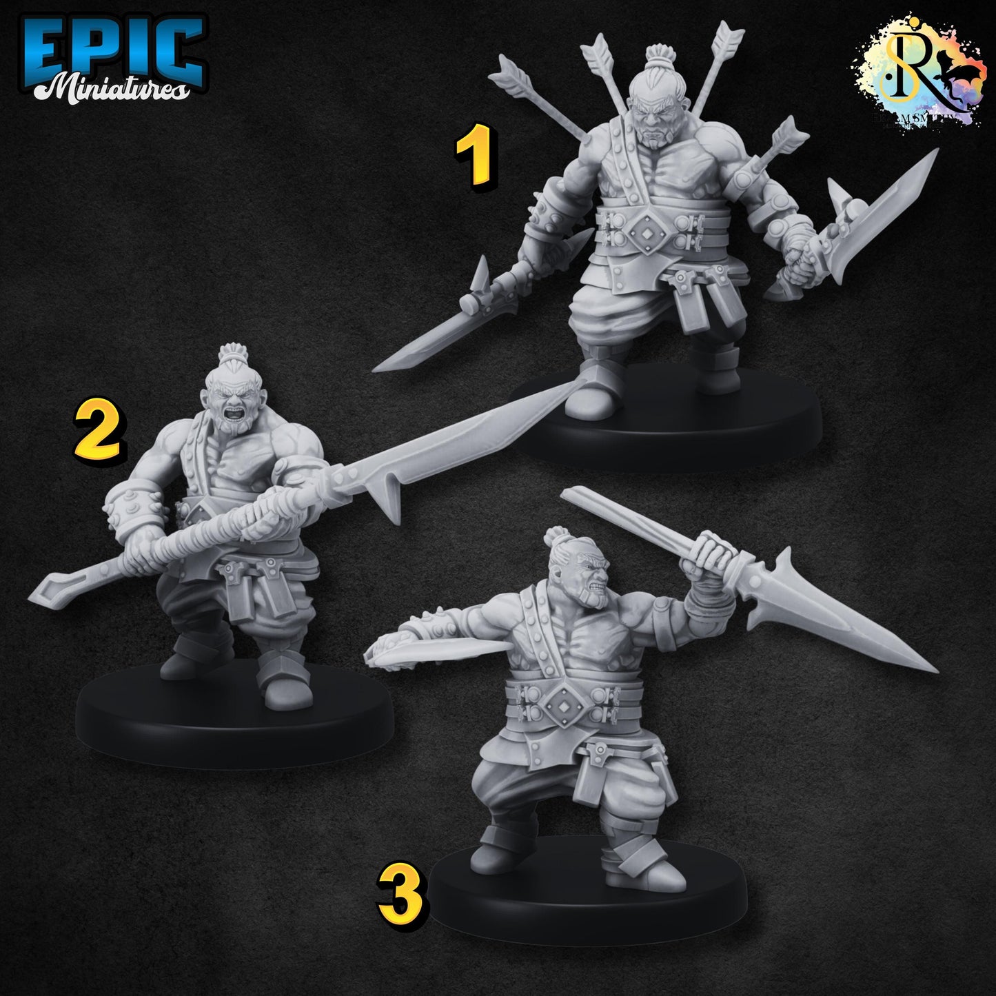 Bulky Dwarf Spear (Medium) | #051 - Dwarven Mines | EPIC 28mm | Fighter Dwarves, Arrows, Sword, Muscular, Short, Barbarian