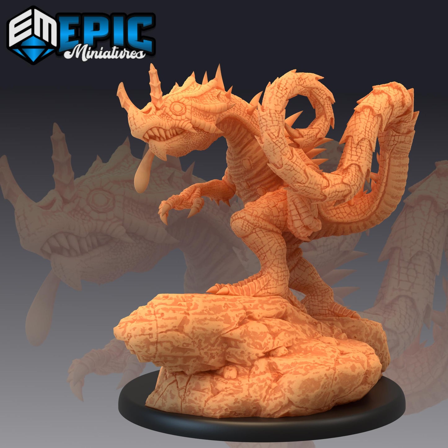 Chameleon Raptor (Large) | #052 - Cruel Marshes - EPIC Miniatures | Monster, Beast, Creature, Dinosaur, Lizard, Gecko, Jungle, Marsh
