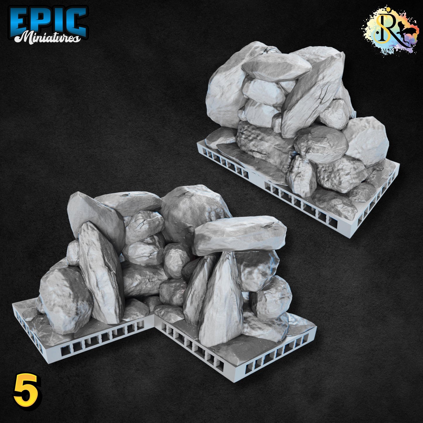 Modular Rocks | #051 - Dwarven Mines | EPIC 28mm | Terrain, Environment, Scatter, Walls, Stones, Openlock, Interlocking