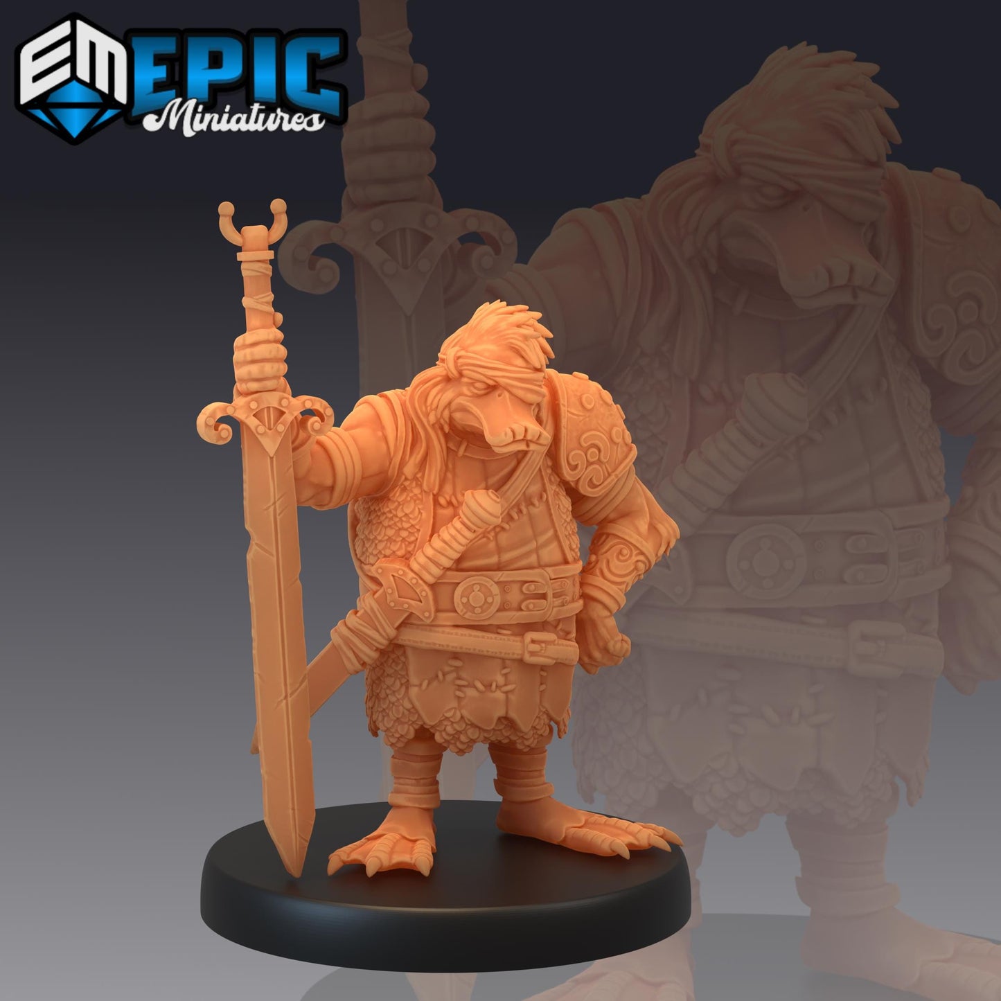 Duck Folk Mercenary (Medium) | #052 - Cruel Marshes - EPIC Miniatures | Guard, Amphibian, Sword, Axe, Torch, Soldier, Shibaten, Khanard