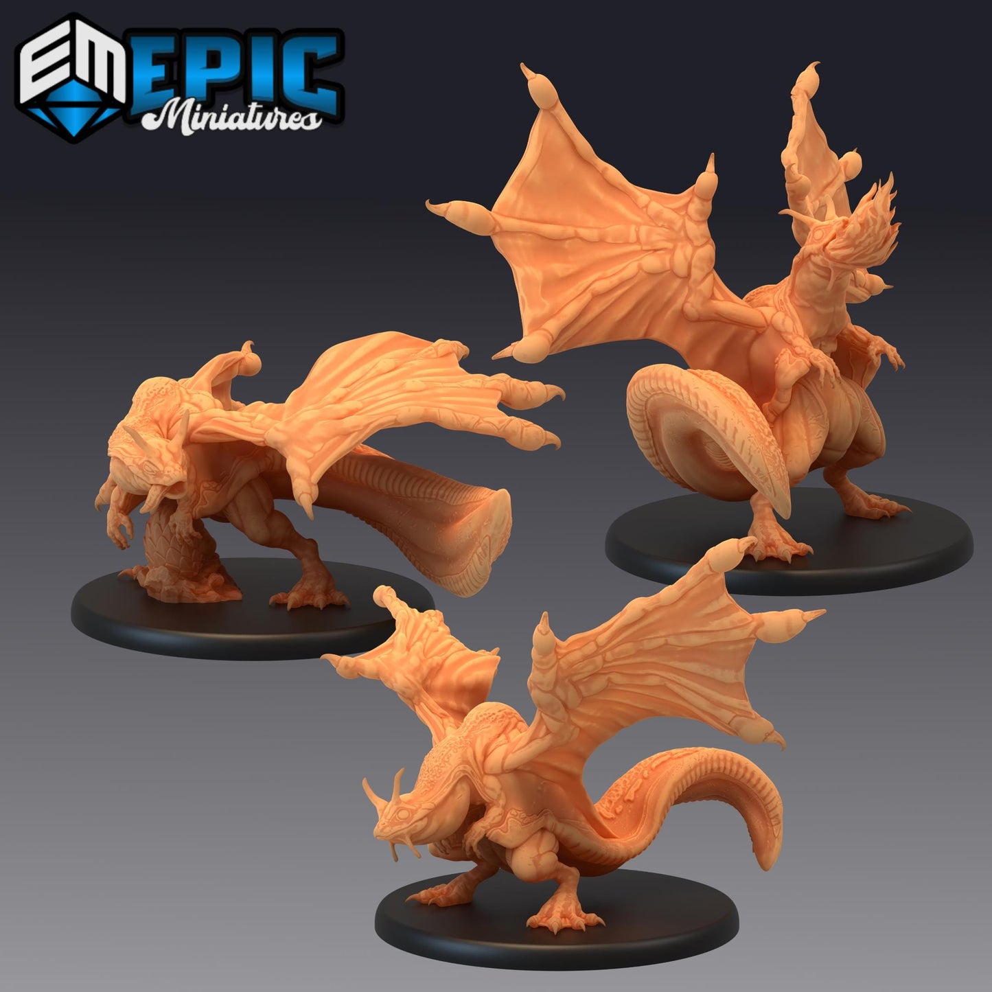 Frog Dragon (Large) | #052 - Cruel Marshes - EPIC Miniatures | Wings, Water, Amphibian, Webbed, Fire Breathing, Beast, Drake, Bullywug