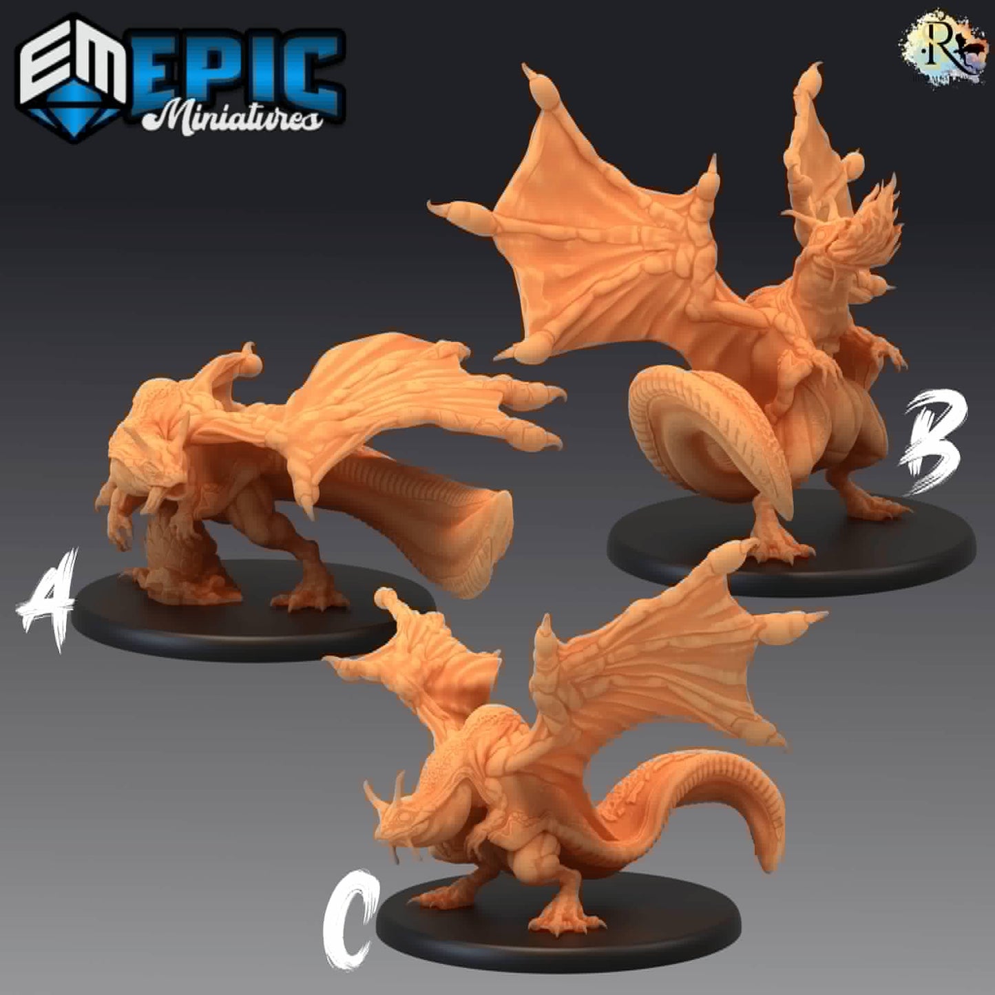 Frog Dragon (Large) | #052 - Cruel Marshes - EPIC Miniatures | Wings, Water, Amphibian, Webbed, Fire Breathing, Beast, Drake, Bullywug