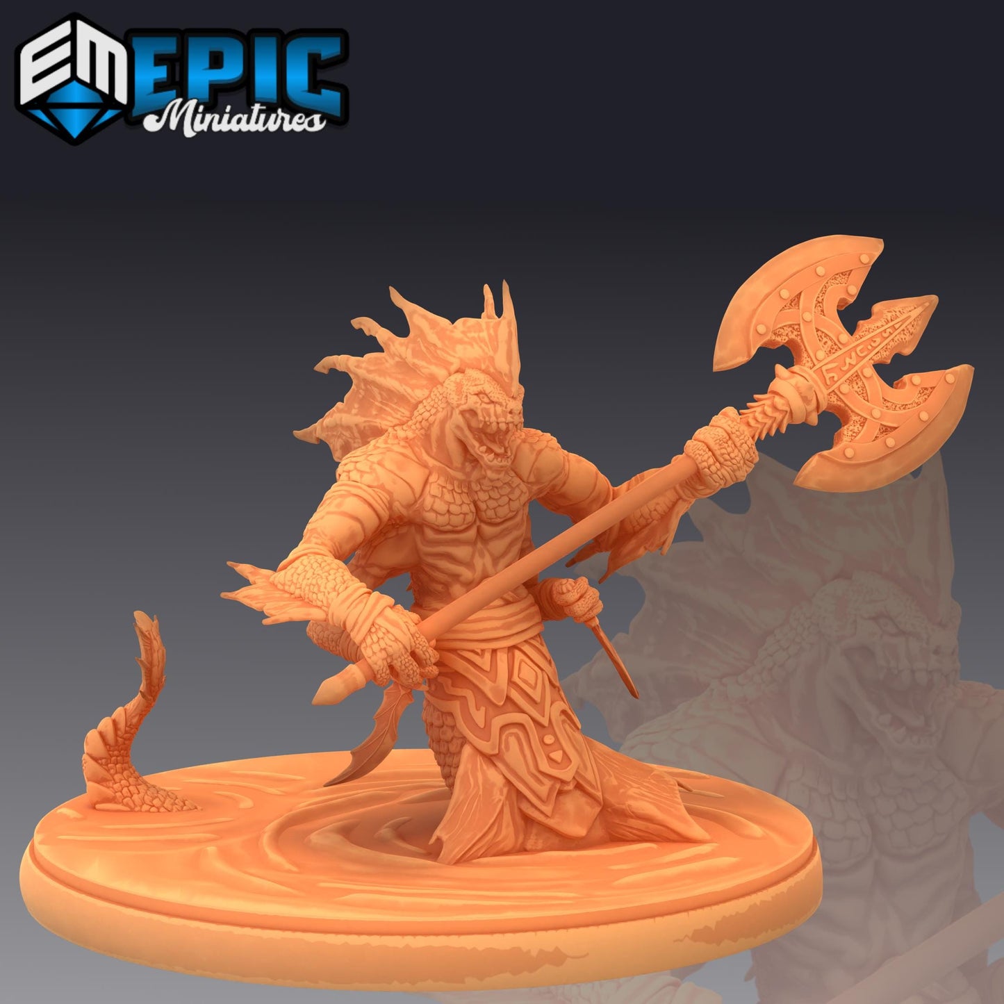 Marsh Naga (Large) | #052 - Cruel Marshes - EPIC Miniatures | Monster, Snake, Axe, Spear, Bow, Depths, Amphibious Warrior, Creature, Hybrid