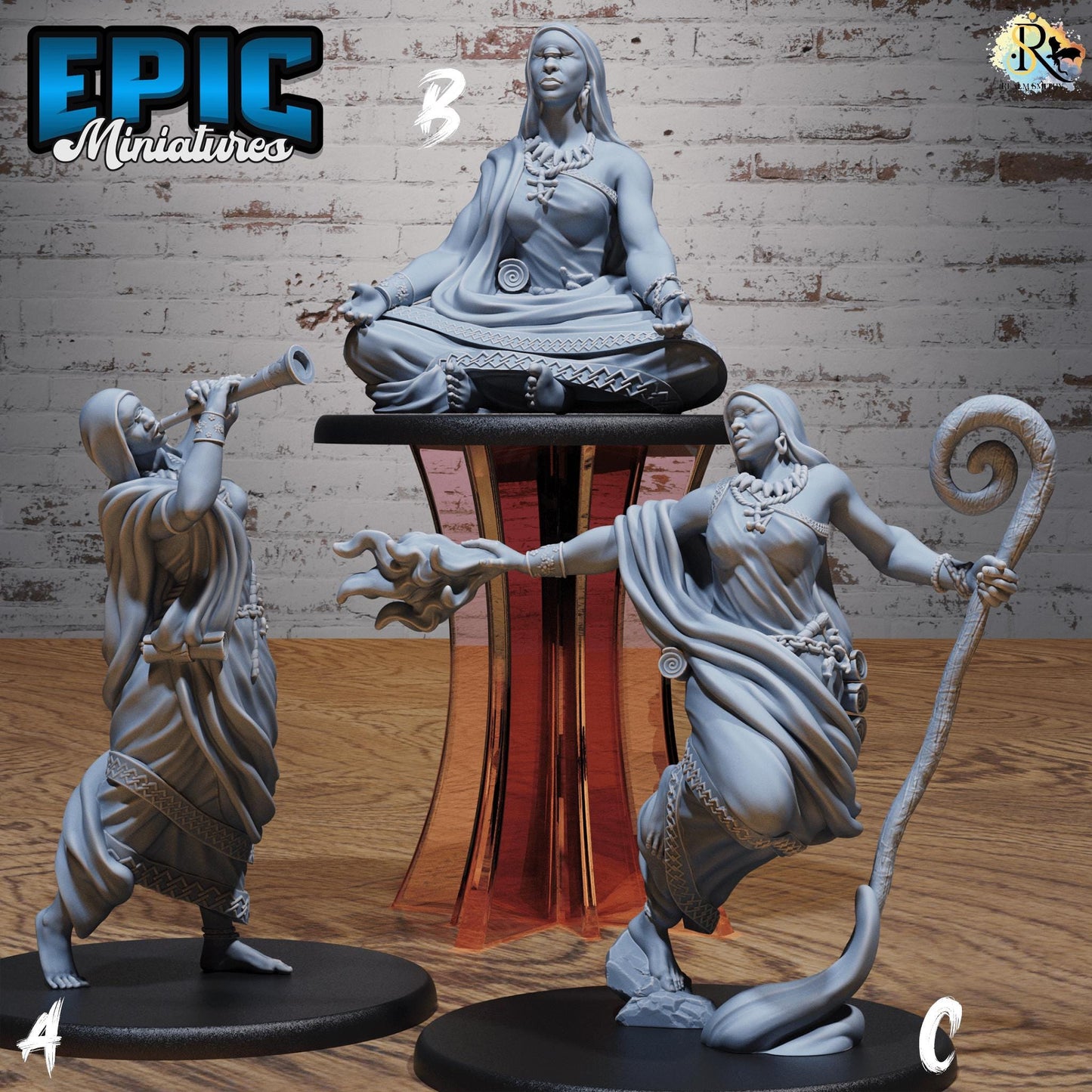 Mystic Mage (Large) | #118 - Oriental Fortress - EPIC | Female, Meditation, Buddha, Magic, Genie, Staff, Trumpet, Flute