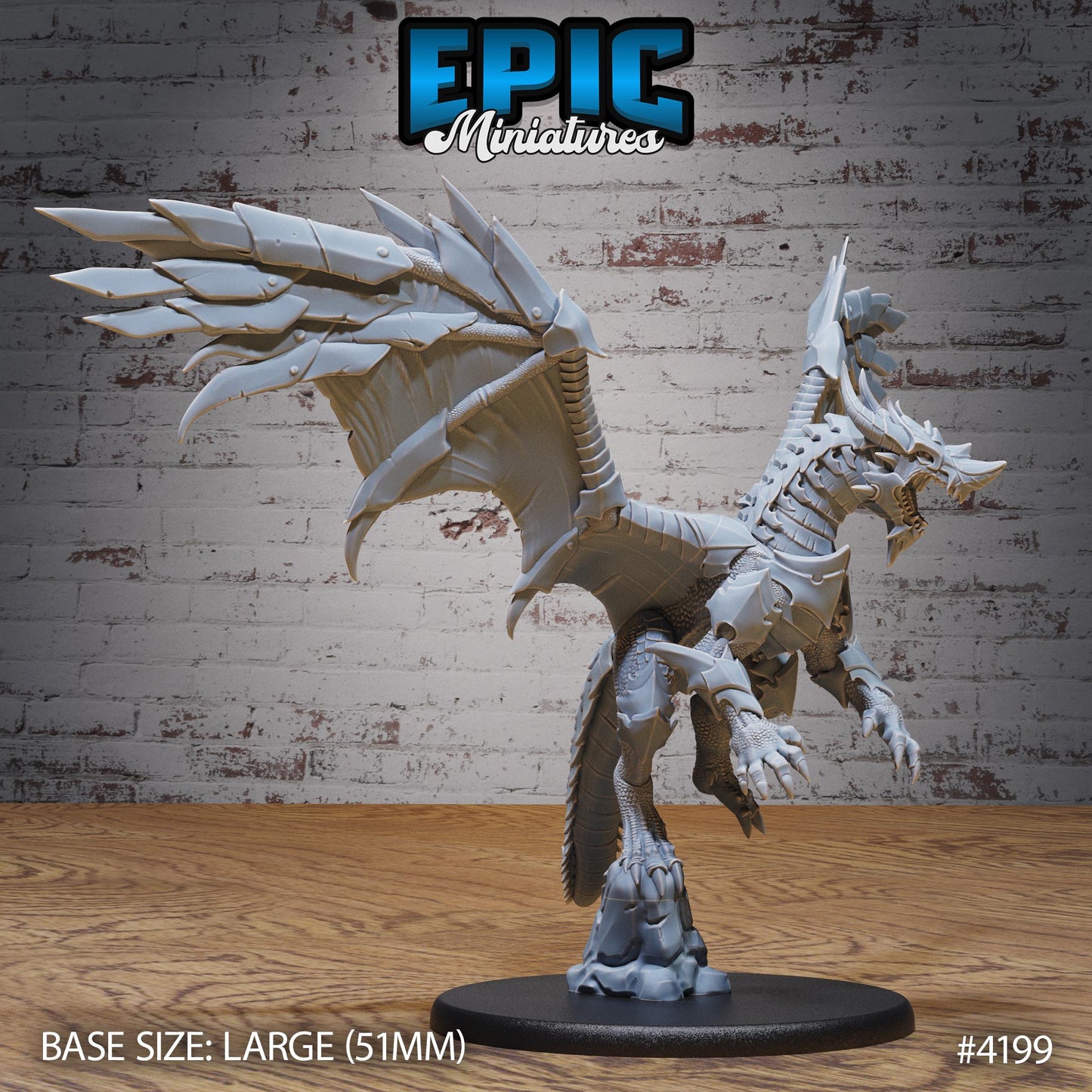 Armored Dragon Mount Miniature (Large) | Premium DnD Minis | High Quality Resin | Flying, Beast, Wyvern, Wyrm, Wings, Attack, Dragons,