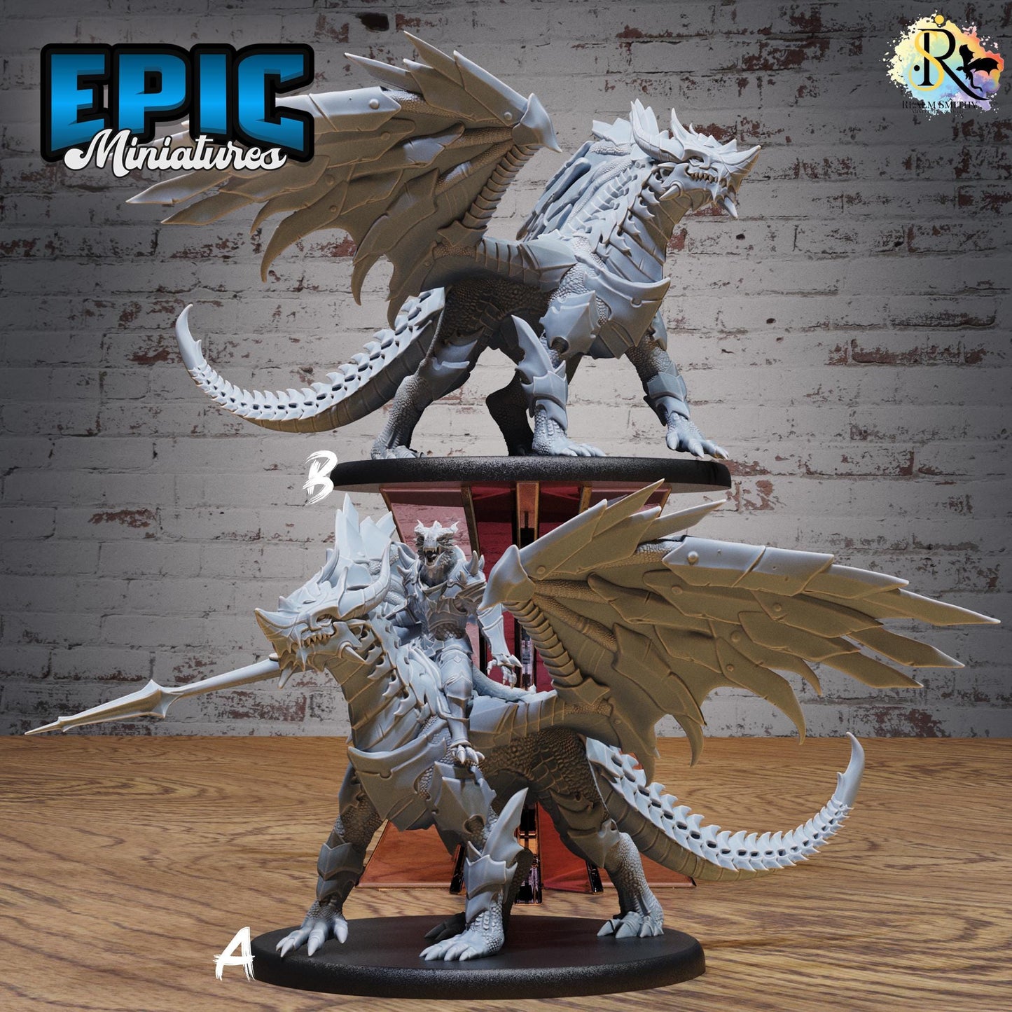 Armored Dragon Miniature, Large | Premium DnD Minis | High Quality Resin | Flying, Fire, Wyvern, Scales, Wings, Attack, Wyrm, Wyvern, Beast
