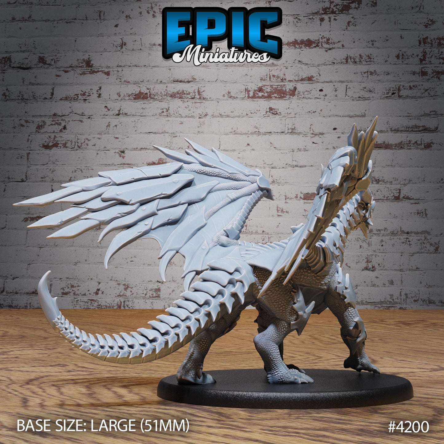 Armored Dragon Miniature, Large | Premium DnD Minis | High Quality Resin | Flying, Fire, Wyvern, Scales, Wings, Attack, Wyrm, Wyvern, Beast