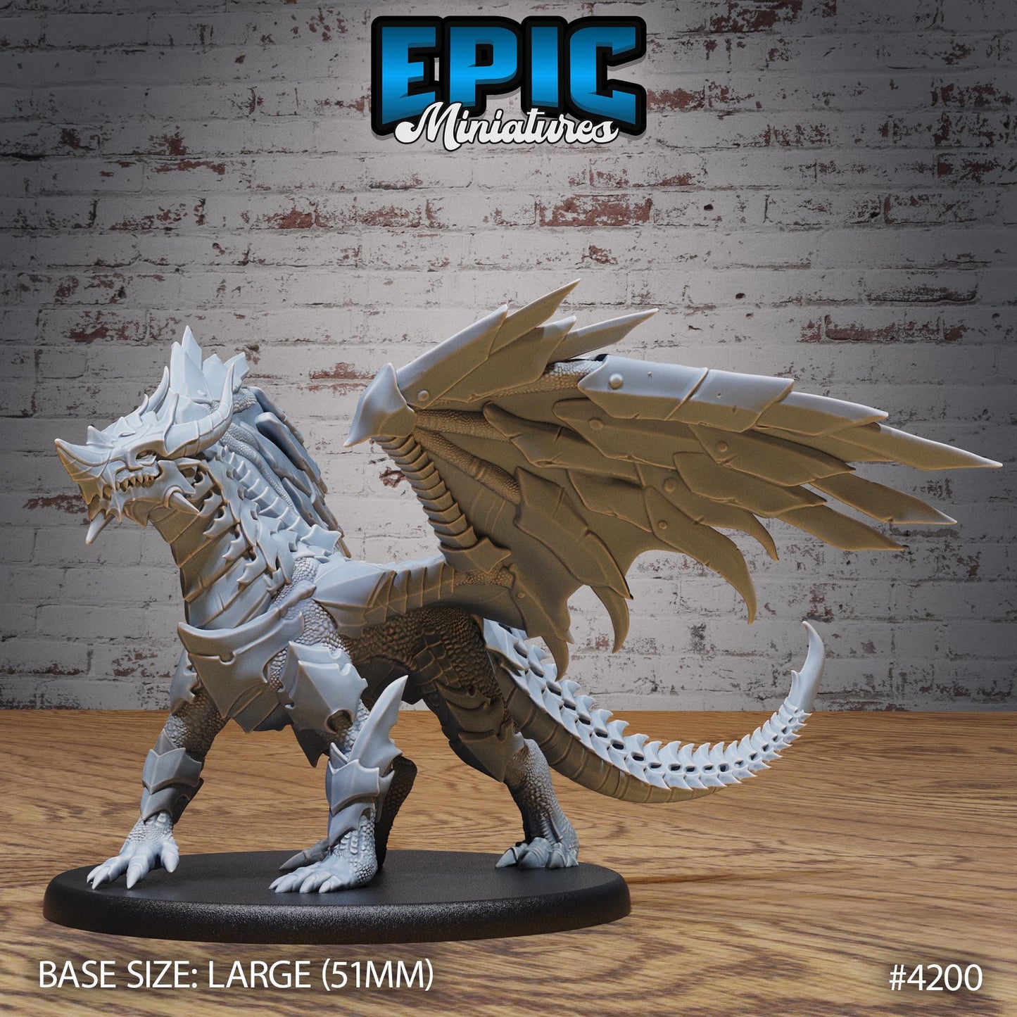 Armored Dragon Miniature, Large | Premium DnD Minis | High Quality Resin | Flying, Fire, Wyvern, Scales, Wings, Attack, Wyrm, Wyvern, Beast