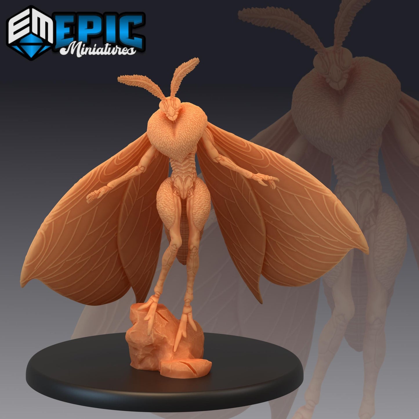 Moth Queen (Large) | #052 - Cruel Marshes - EPIC Miniatures | Butterfly, Insect, Magic, Runes, Creature, Beast, Flying, Bug, Female, Spear