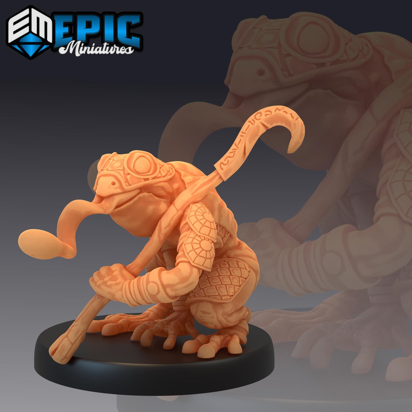 Poison Frog (Medium) | #052 - Cruel Marshes - EPIC Miniatures | Shaman, Amphibian, Magic, Warrior, Fighter, Rogue, Bullywug, Toril, Staff
