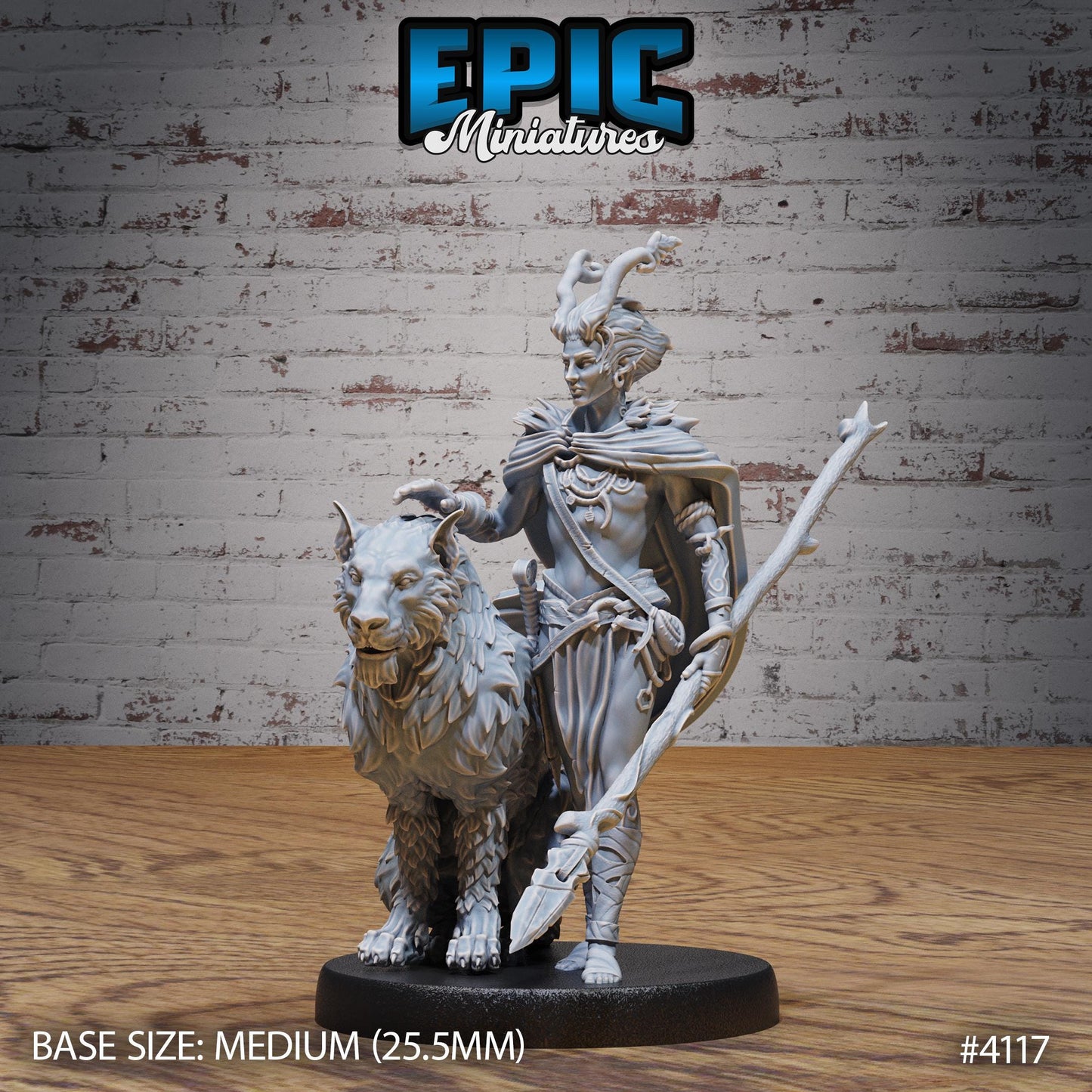 Beast Tamer Bundle (Large) | Premium DnD Minis High Quality Resin Miniature | Fantasy, Attack, Defend, Lion, Medium, Horns, Male, Spear