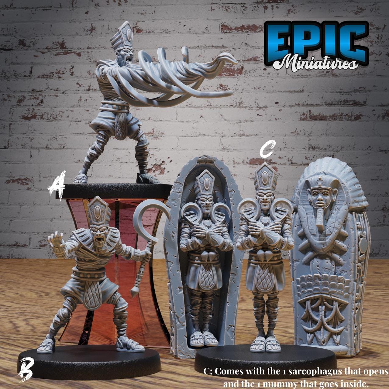 Ancient Egyptian High Priest Miniature (Medium) | Premium DnD Minis High Quality Resin | Fantasy, Mummy, Tomb, Magic, Scythe