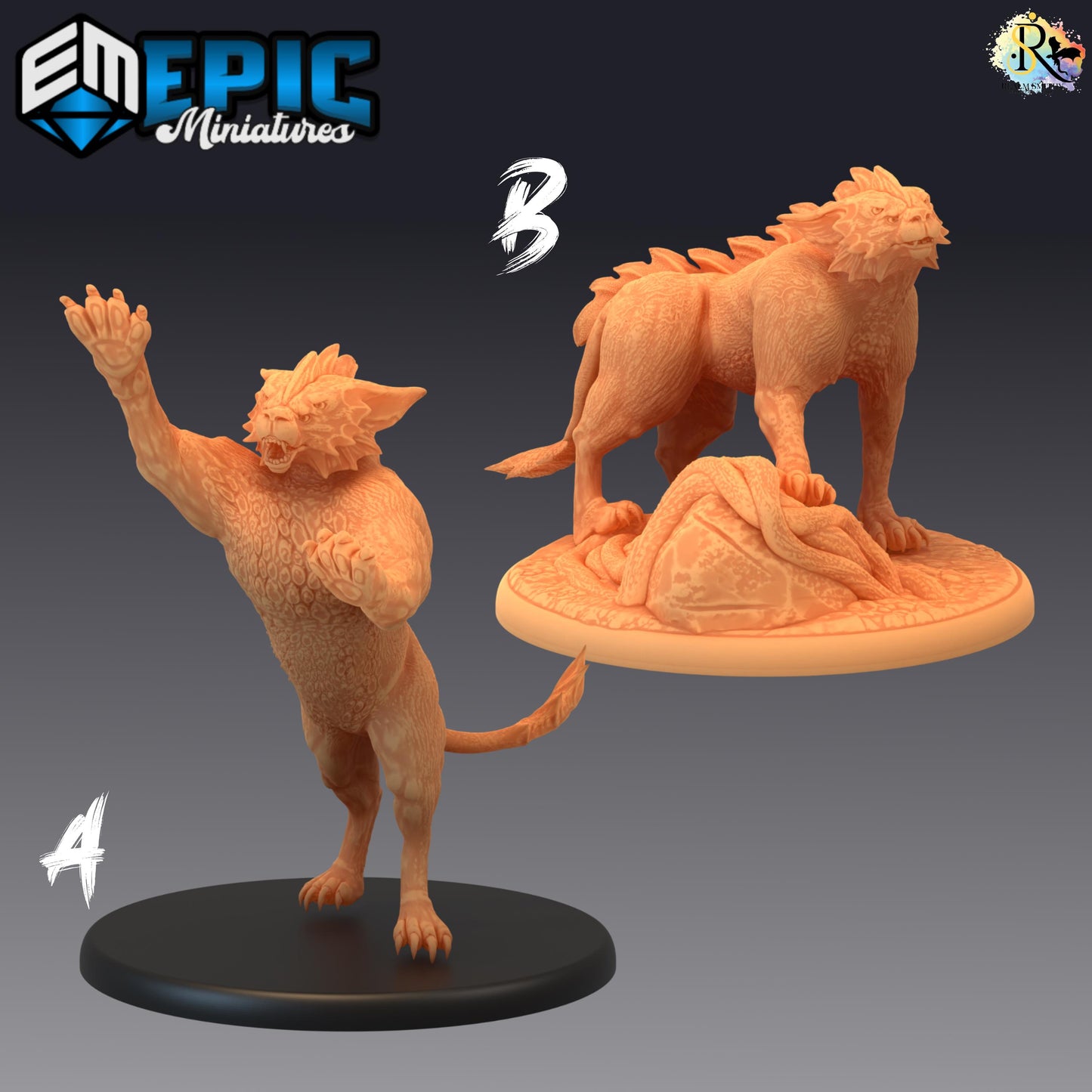 Aquatic Tiger (Large) | #052 - Cruel Marshes - EPIC Miniatures | Cat, Lion, Beast, Cat, Companion, Enemy, Animal, Cougar, Panther, Phase