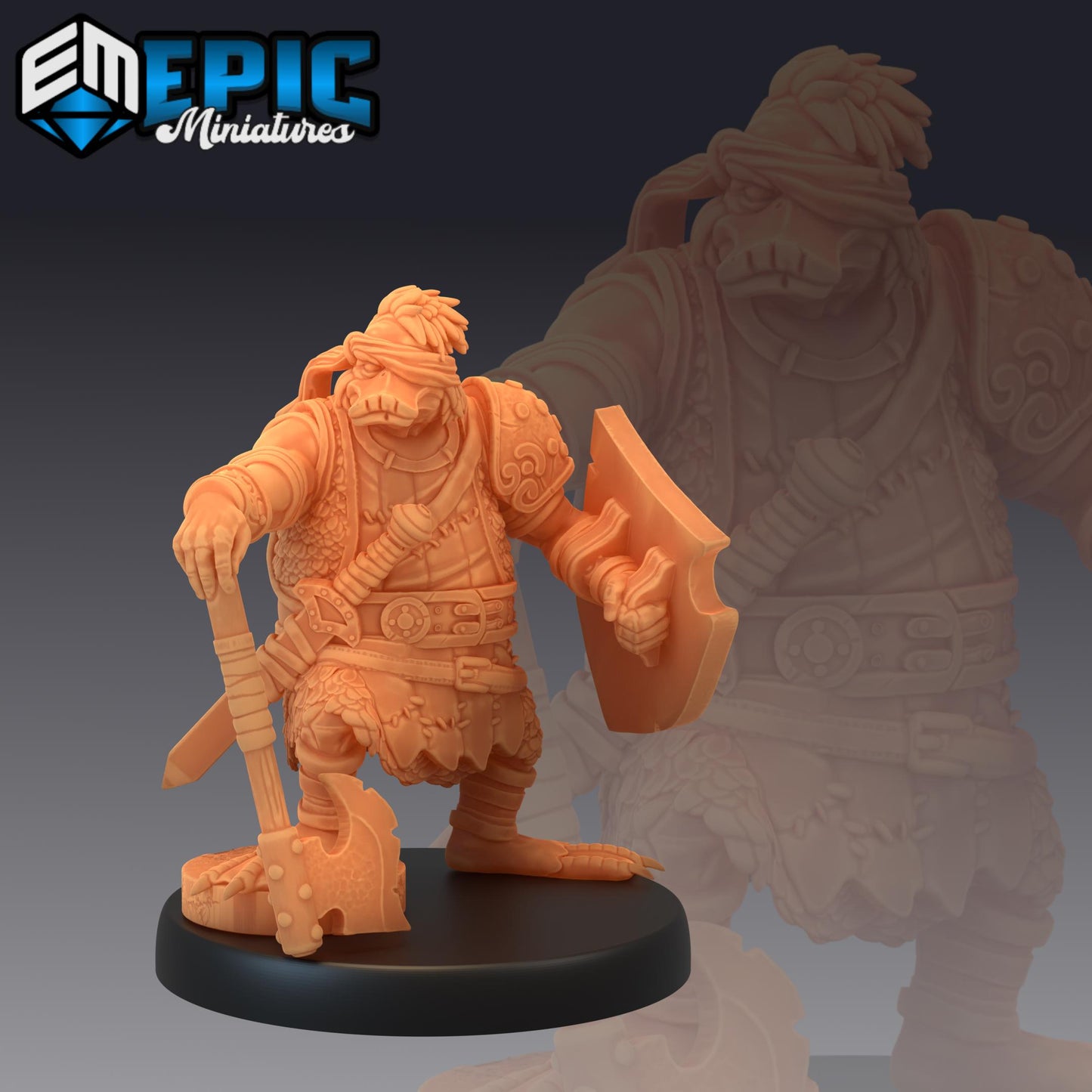 Duck Folk Mercenary (Medium) | #052 - Cruel Marshes - EPIC Miniatures | Guard, Amphibian, Sword, Axe, Torch, Soldier, Shibaten, Khanard