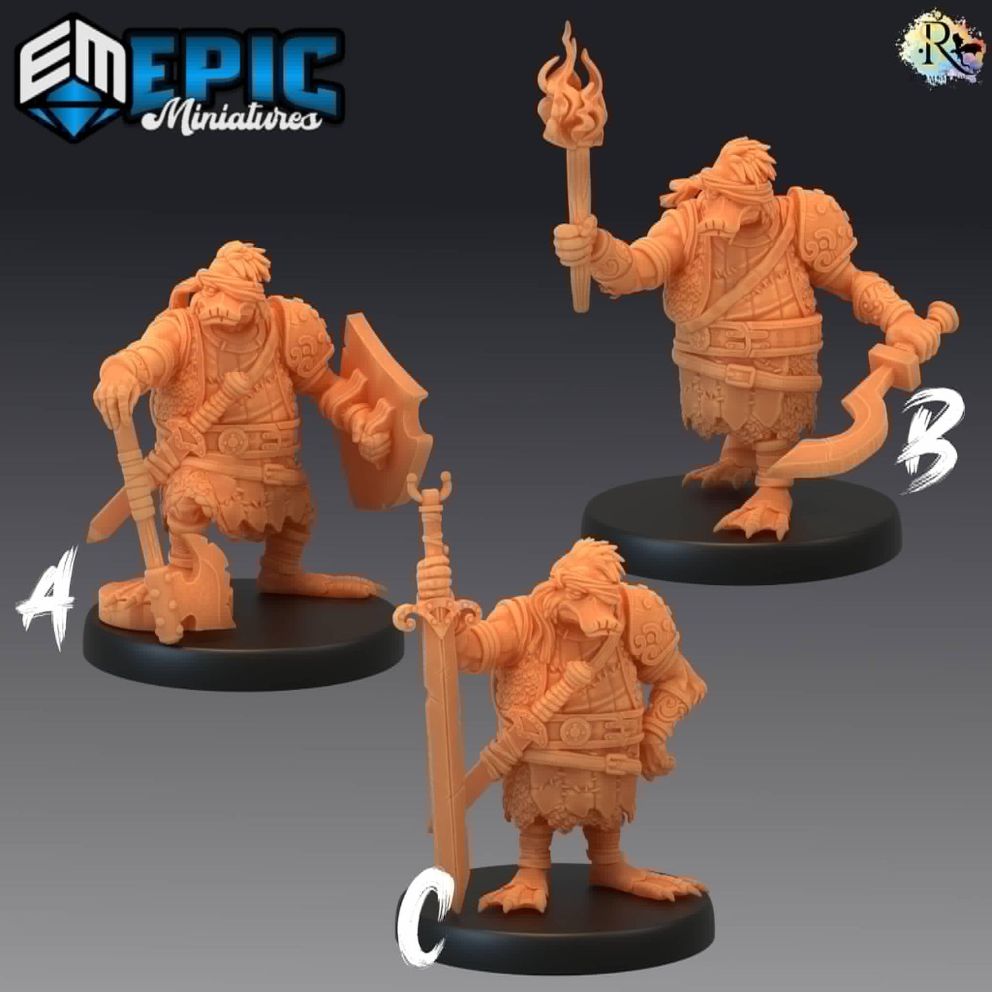 Duck Folk Mercenary (Medium) | #052 - Cruel Marshes - EPIC Miniatures | Guard, Amphibian, Sword, Axe, Torch, Soldier, Shibaten, Khanard