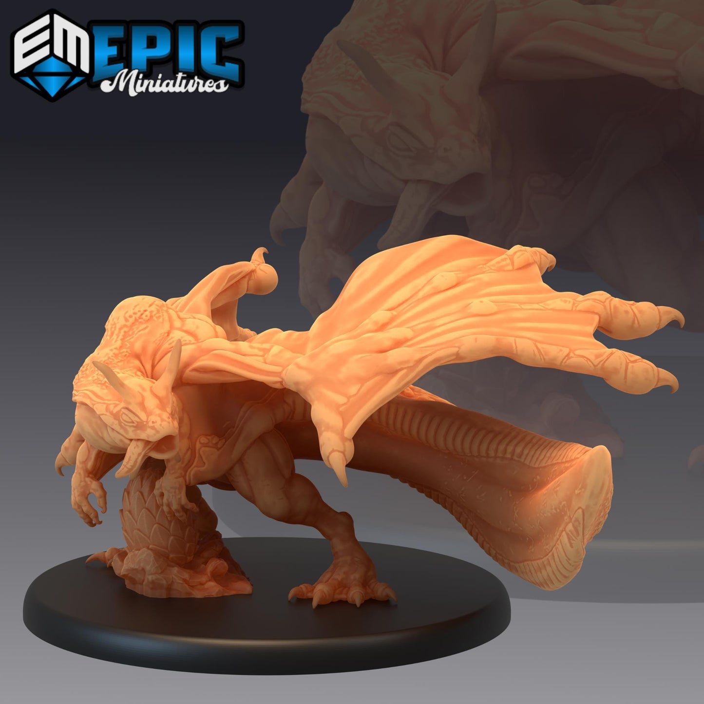Frog Dragon (Large) | #052 - Cruel Marshes - EPIC Miniatures | Wings, Water, Amphibian, Webbed, Fire Breathing, Beast, Drake, Bullywug